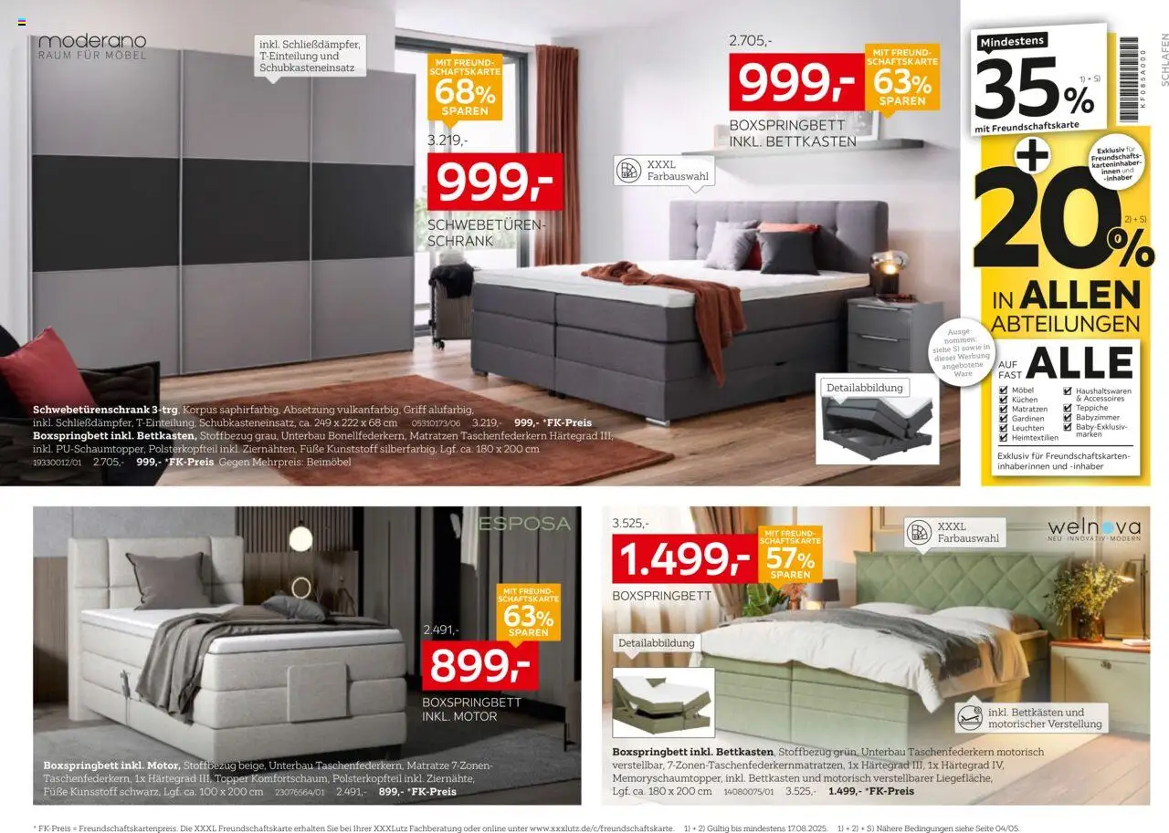XXXL Lutz Nr. 1 beim Preis - gültig ab dem 04.08.2025 | Seite: 24 | Produkte: Schwebetürenschrank, Boxspringbett, Topper, Schrank