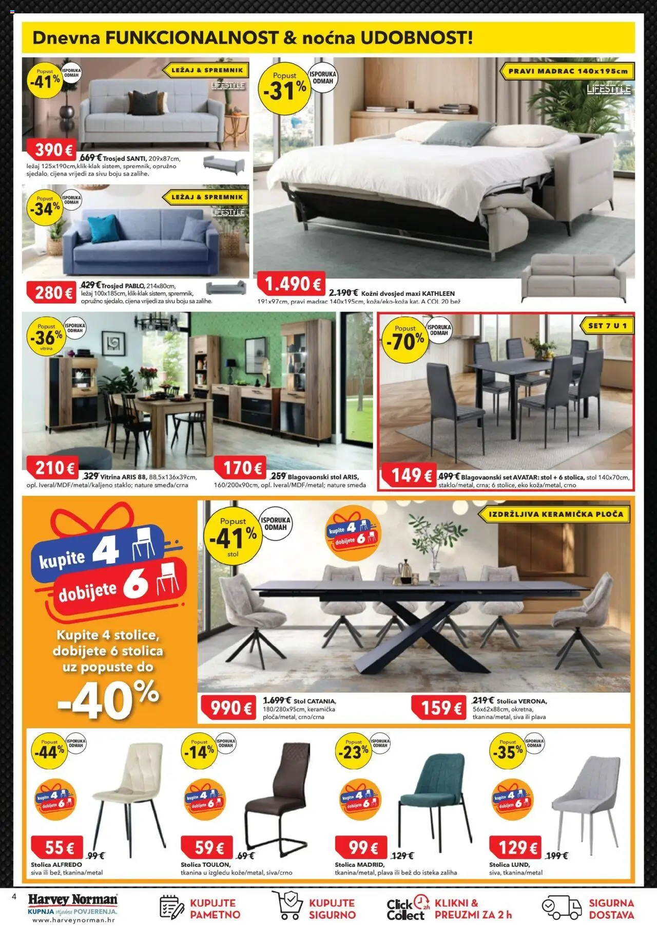 Harvey Norman katalog | vrijedi od 16.10.2025 | Stranica: 4 | Proizvodi: Madrac, Trosjed, Vitrina, Dvosjed