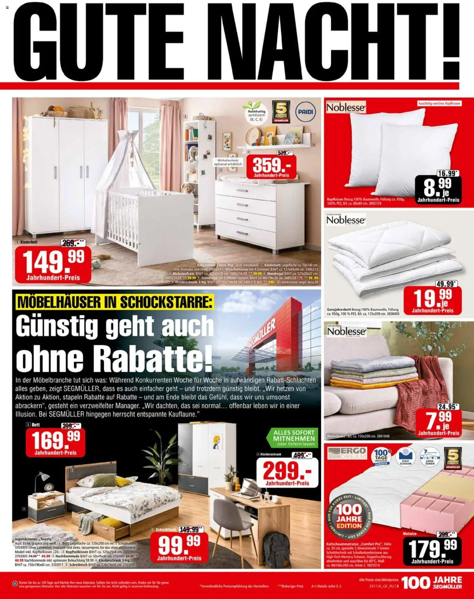 Segmüller Ich habe jahrelang zu viel bezahlt – gültig ab 01.11.2025 | Seite: 5 | Produkte: Bett, Matratze, Kleiderschrank, Kopfkissen