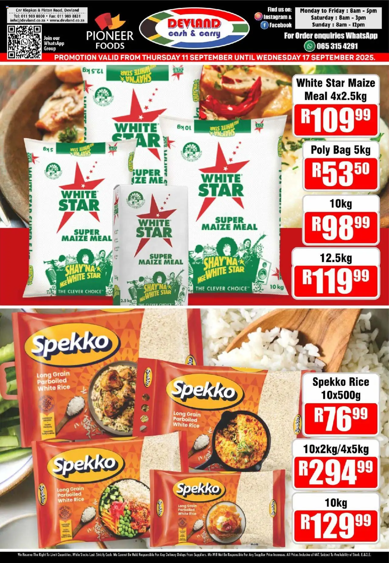New Devland catalogue – valid from 11.09.2025 | Page: 1 | Products: Bag, Maize meal, Rice