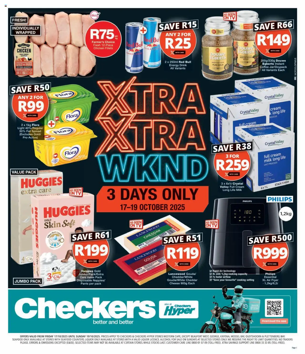 New Checkers catalogue – valid from 17.10.2025 | Page: 1 | Products: Fryer, Air fryer, Cream, Seafood