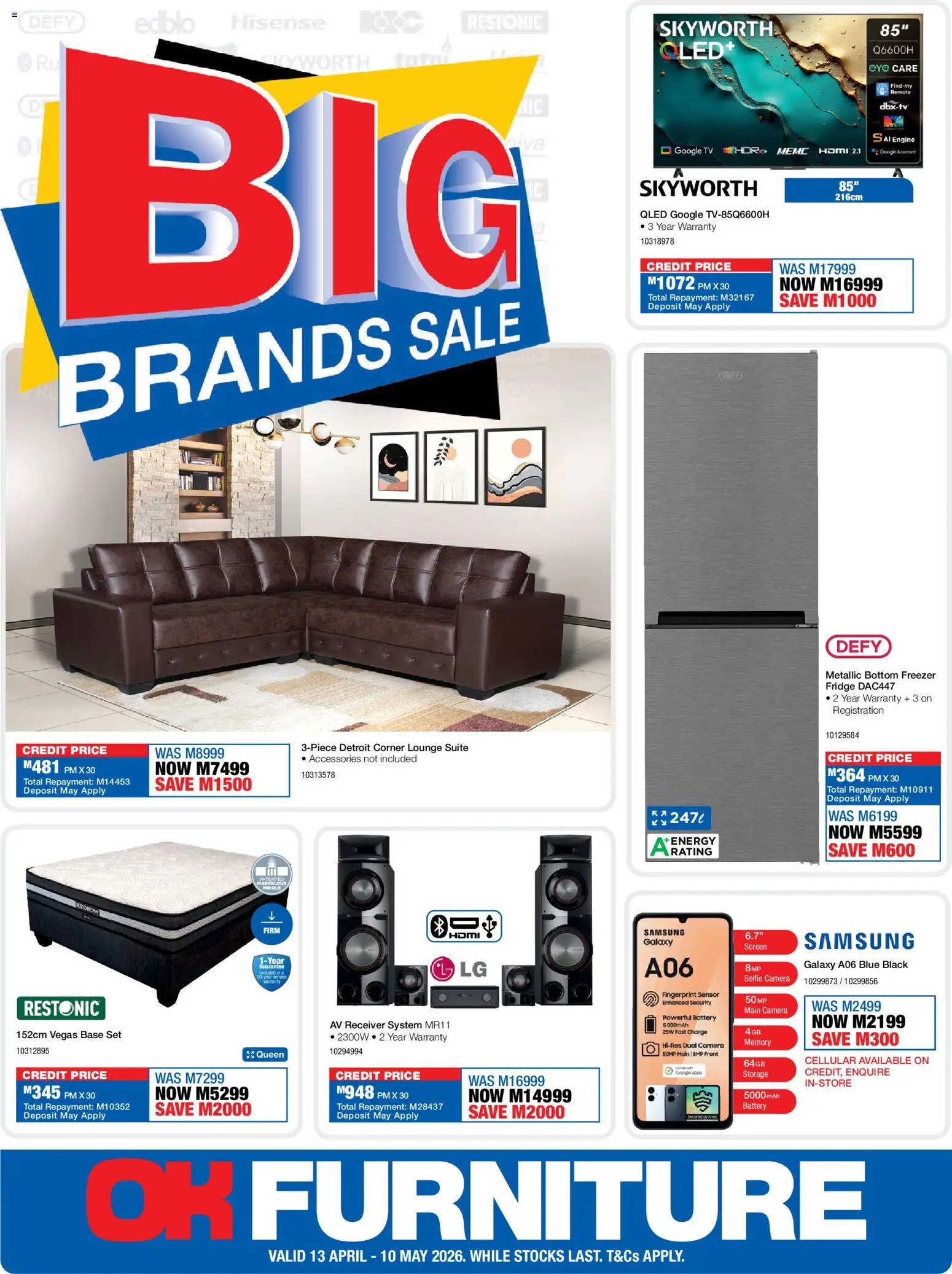 New OK Furniture catalogue – valid from 13.04.2026 | Page: 1 | Products: Freezer, TV, Freezer fridge, Remote