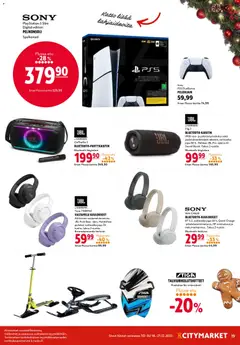 K-Citymarket-mainoslehti voimassa 18.12.2025 alkaen | Sivu: 19 | Tuotteet: Handsfree, Kuulokkeet, Pelikonsoli, Playstation