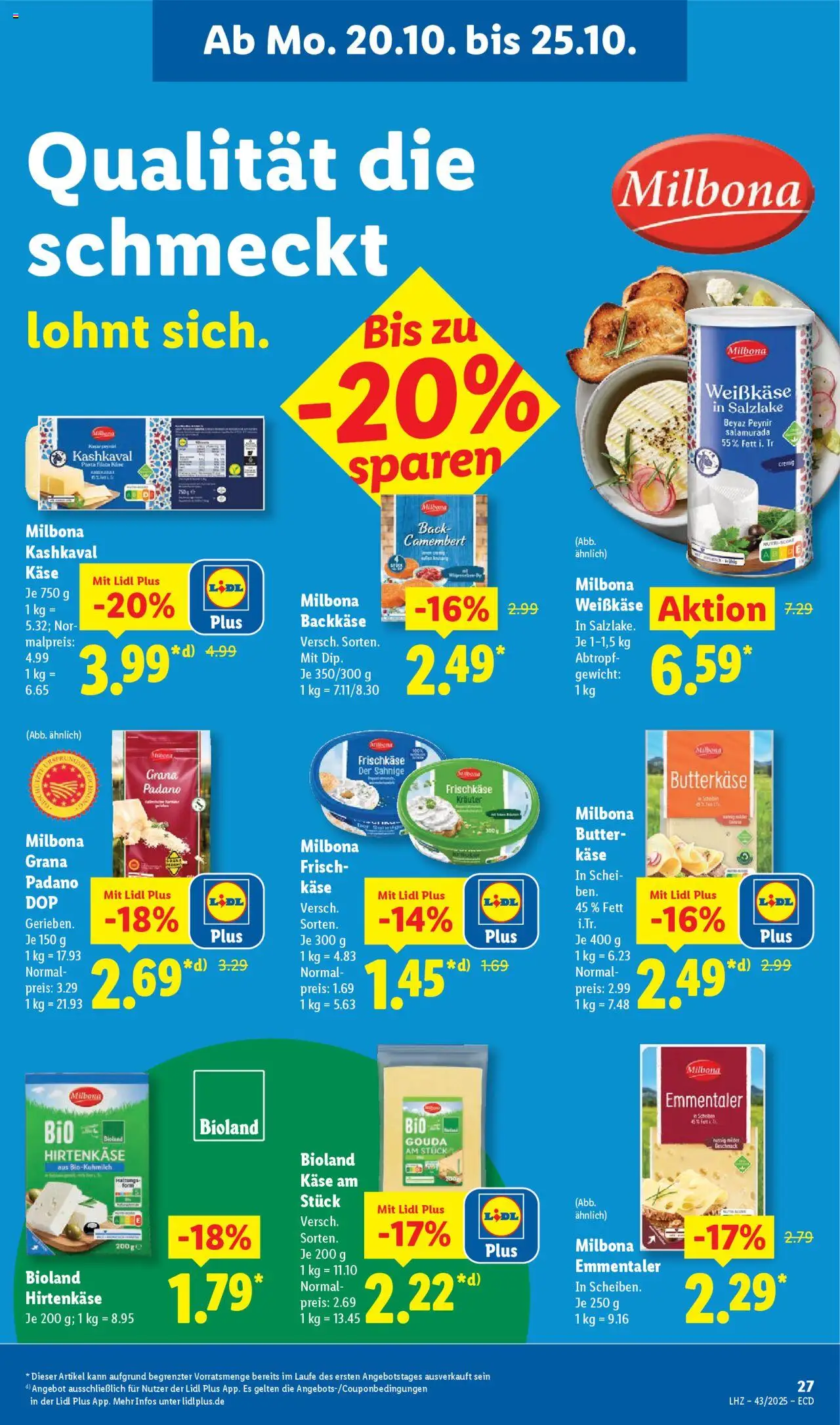 Lidl - Prospekt – gültig ab 20.10.2025 | Seite: 11 | Produkte: Gewicht, Käse, Gouda, Pasta
