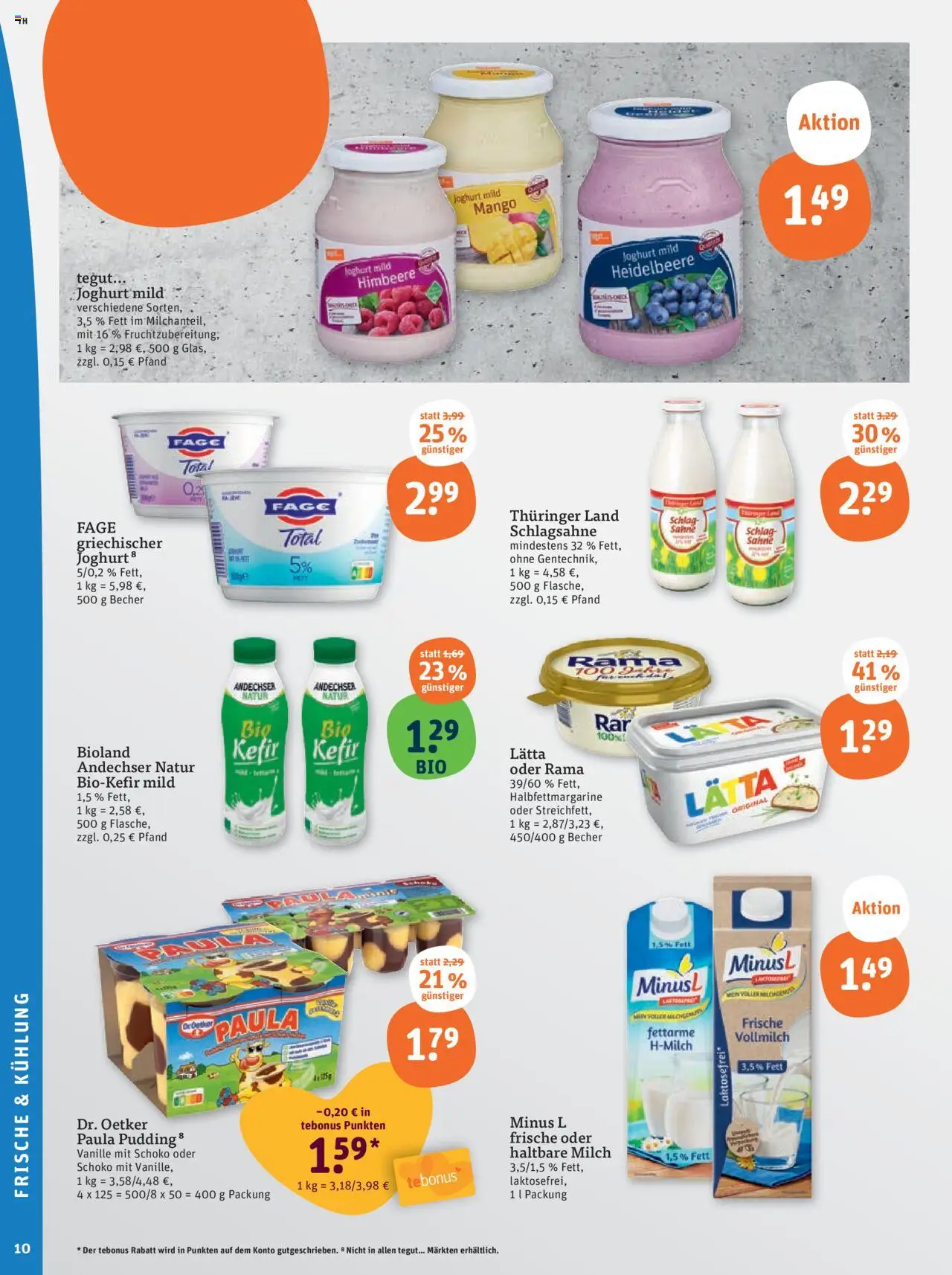 Tegut Prospekt – gültig ab 13.10.2025 | Seite: 12 | Produkte: Rama, Joghurt, Haltbare milch, Sahne