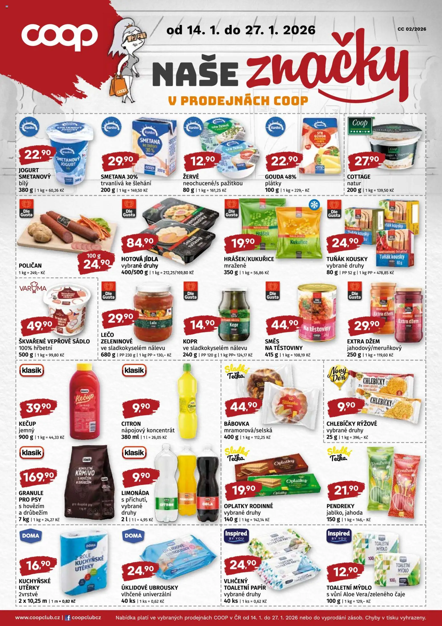 Coop leták - Středočeský region od 14.01.2026 | Strana: 4 | Produkty: Sádlo, Utěrky, Cola, Cottage