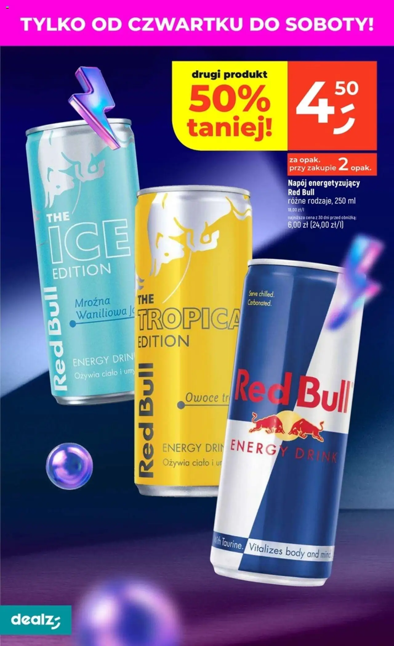Dealz Gazetka od 07.08.2025 | Strona: 46 | Produkty: Red bull, Body, Owoce