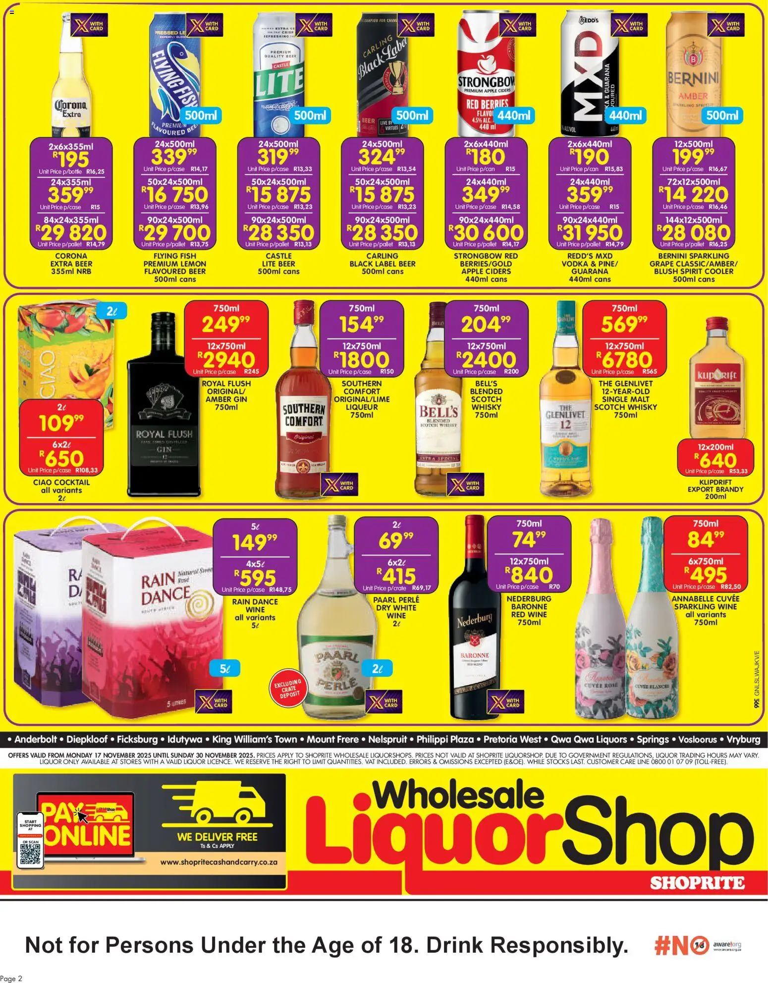 New Shoprite catalogue – valid from 17.11.2025 | Page: 2 | Products: Cooler, Beer, Blush, Fish