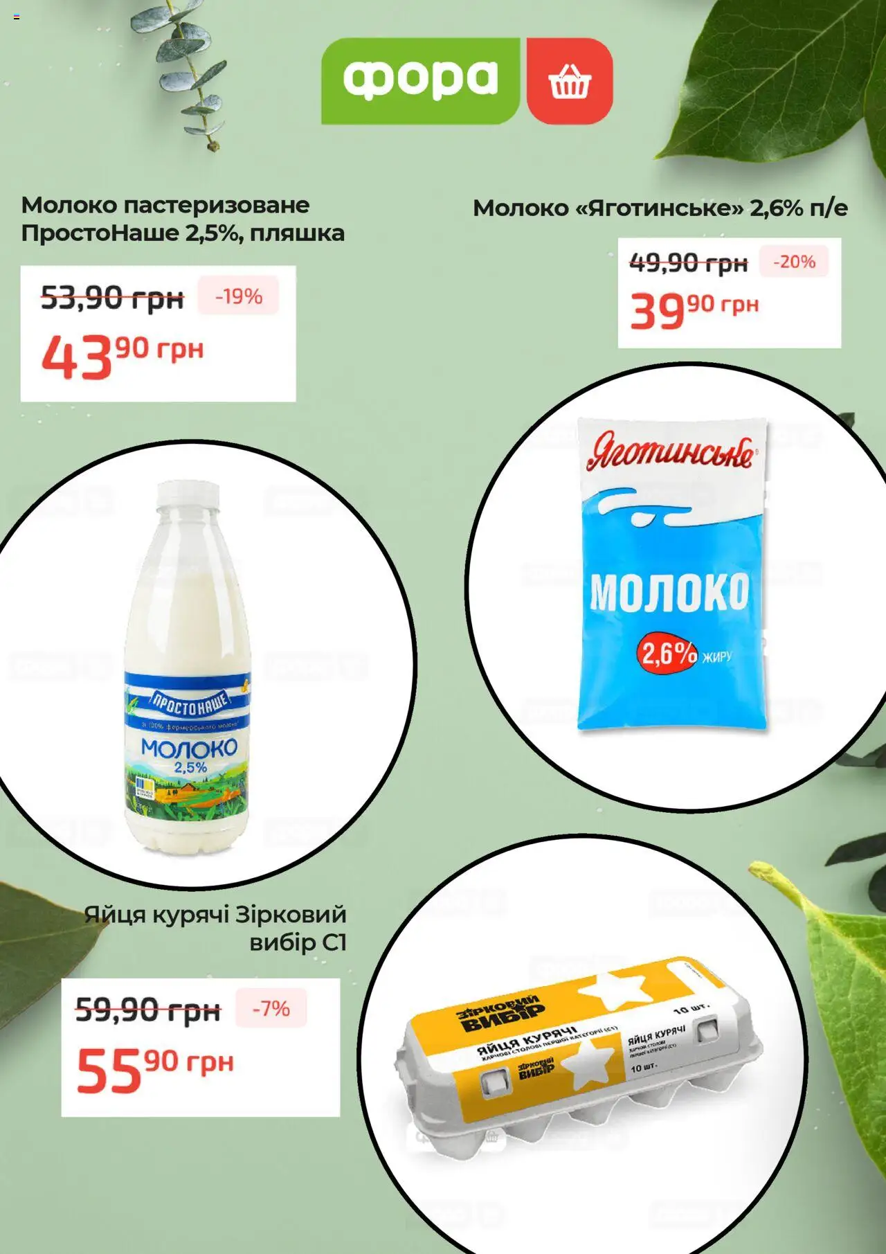 Фора Kаталог - дійснийкції з 04.09.2025 | Сторінка: 5 | Товари: Яйця, Молоко
