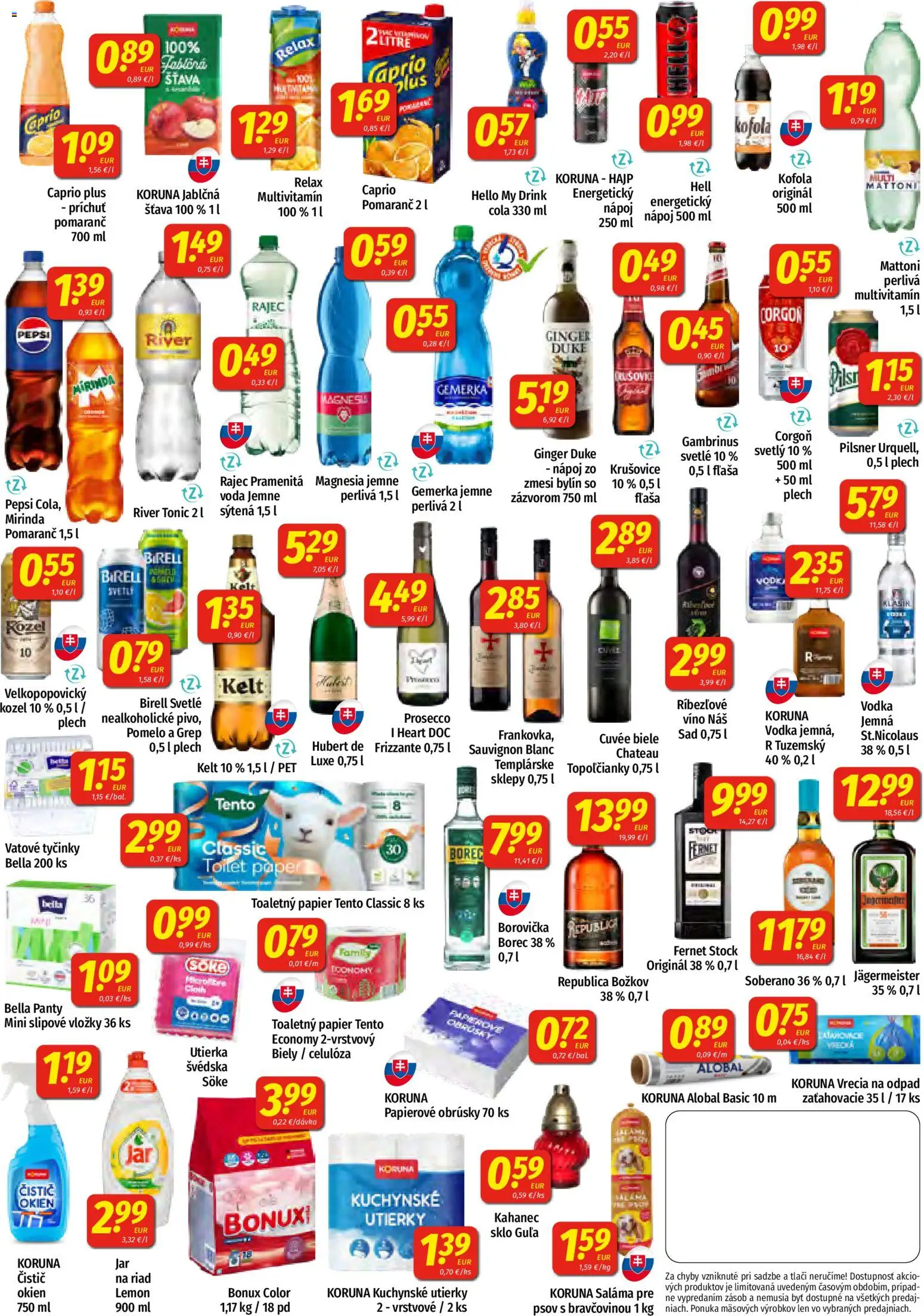Nové Koruna akcie – leták je platný od 24.10.2025 | Strana: 4 | Produkty: Čistič okien, Toaletný papier, Ríbezľové víno, Pomelo