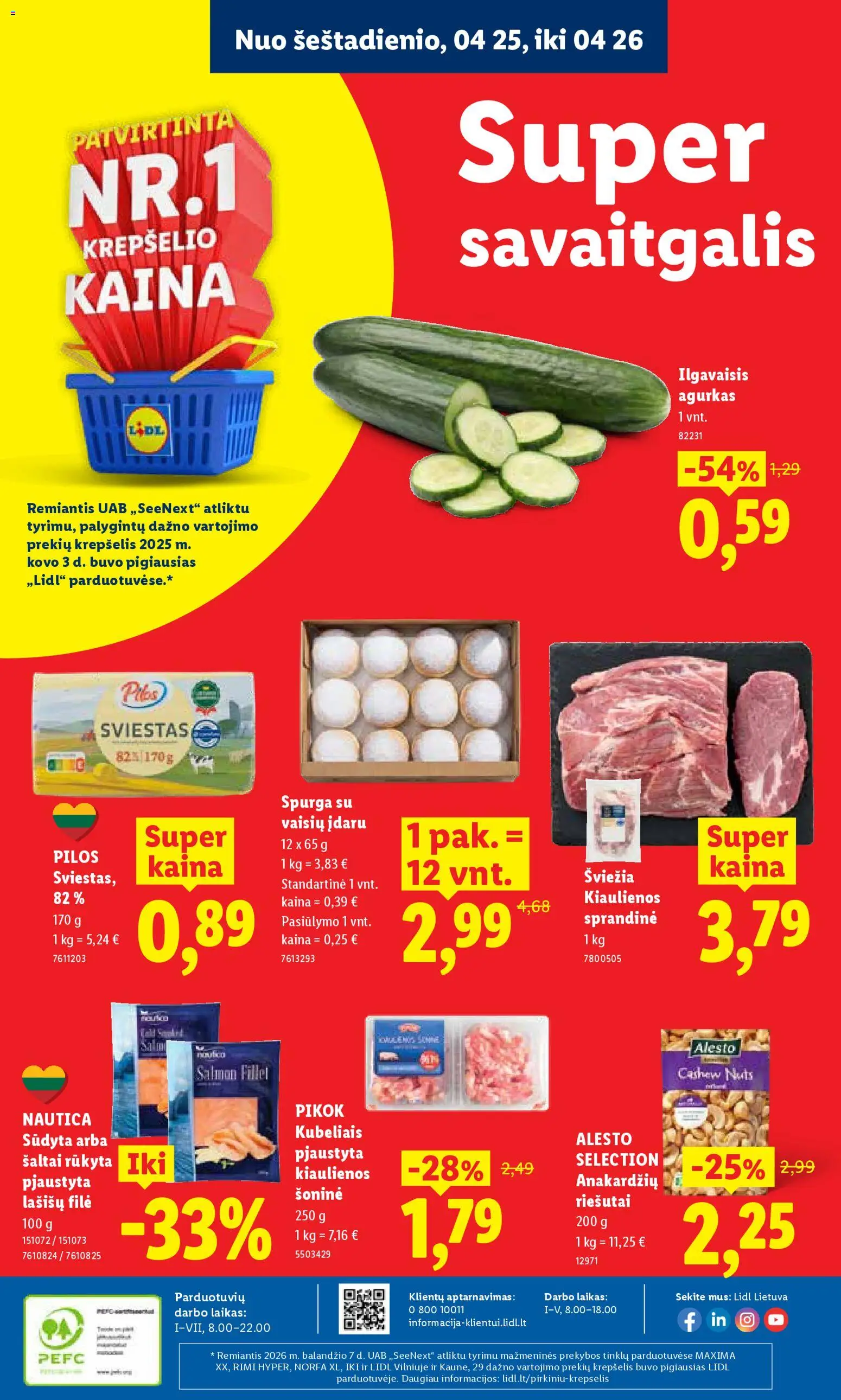 LIDL akcijos nuo 20.04.2026 | Puslapis: 36 | Prekių: Agurkas, Kiaulienos, Spurga, Krepšelis