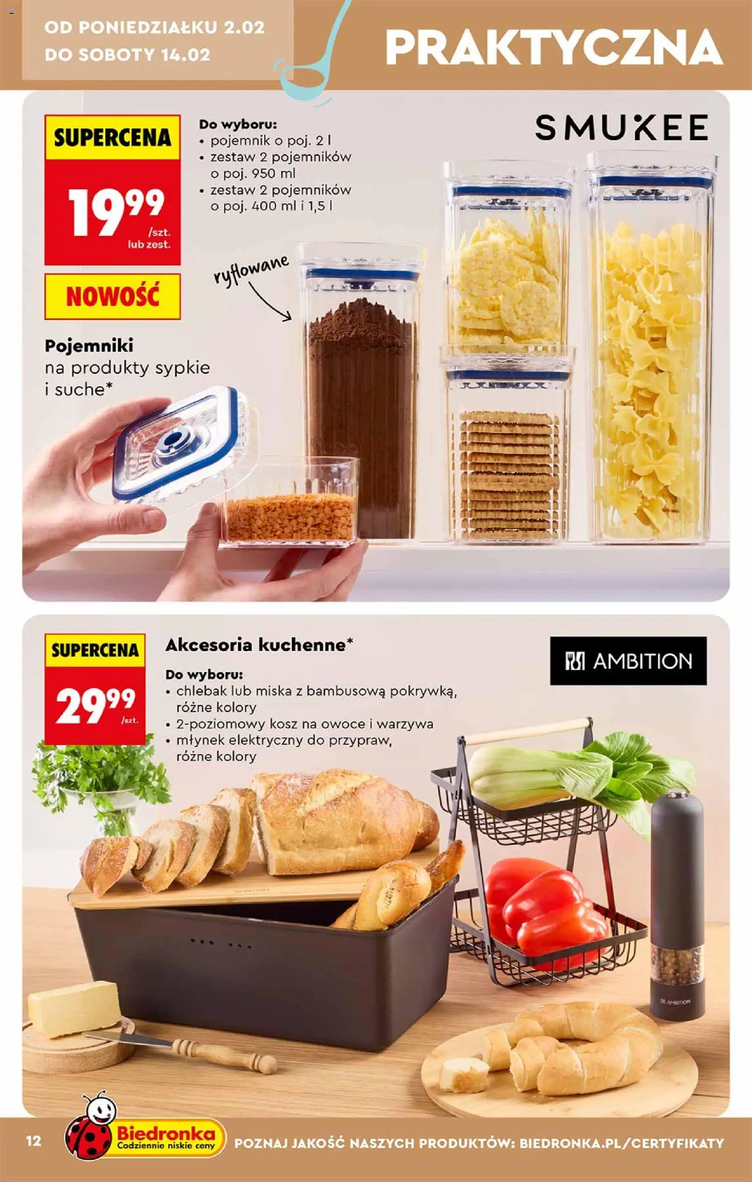 Biedronka gazetka - Hity i inspiracje od 31.01.2026 | Strona: 12 | Produkty: Młynek, Kosz, Warzywa, Owoce