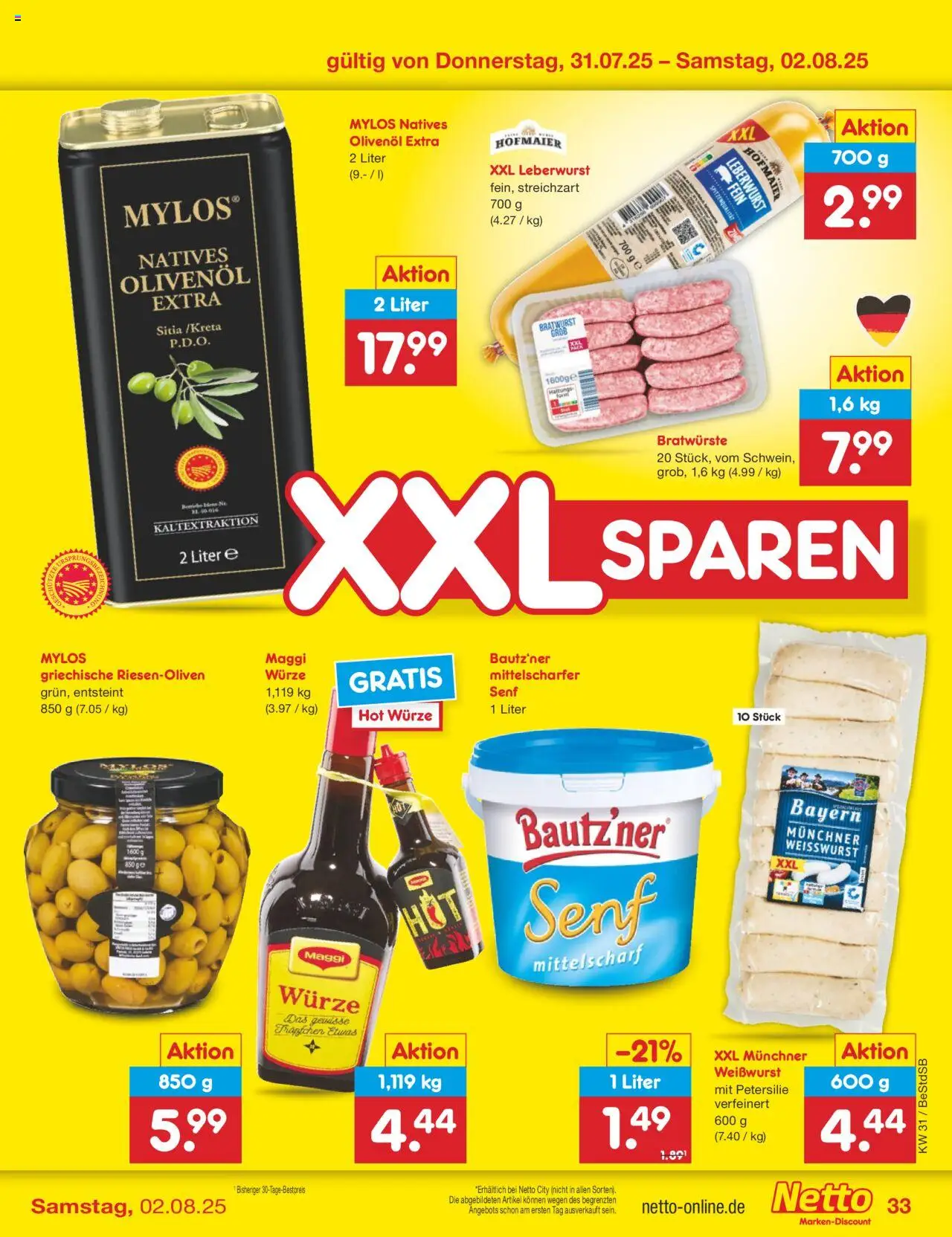 Netto Marken-Discount Prospekt 	 - gültig ab dem 28.07.2025 | Seite: 55 | Produkte: Maggi, Olivenol, Bratwurst, Petersilie