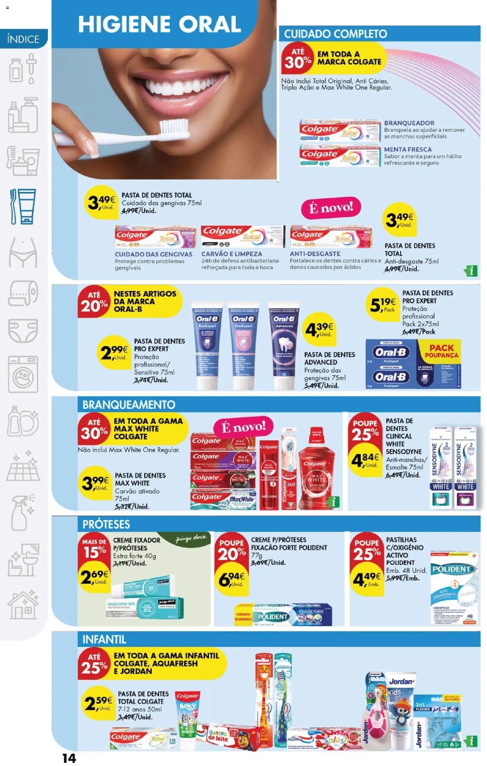 Pingo Doce - Cuidados Pessoais e para o Lar │ válido de 24.02.2026 | Página: 14 | Produtos: Pasta de dentes, Leite, Fixador, Creme