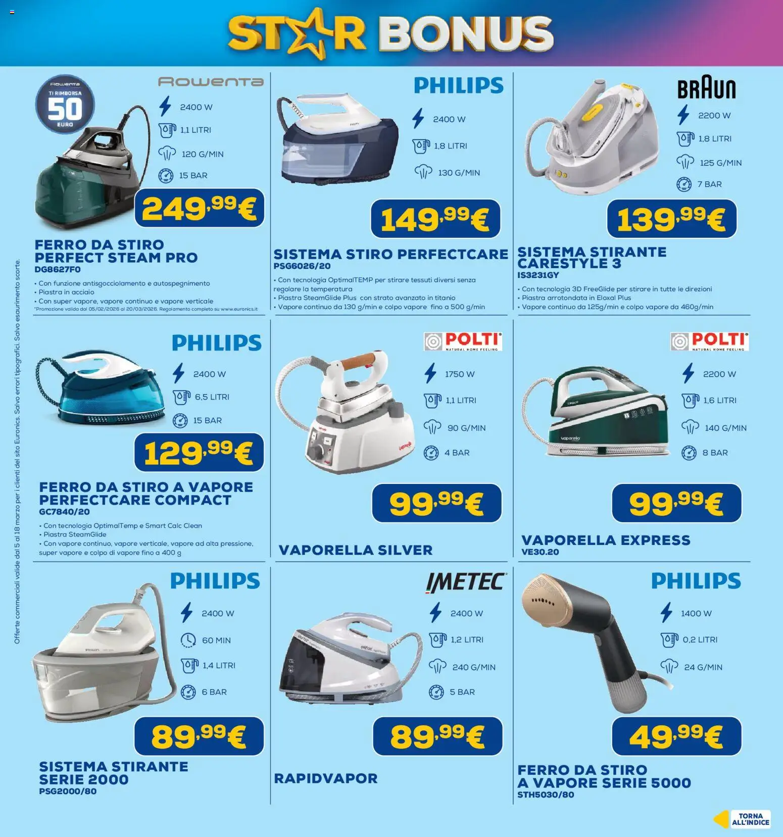 Volantino Euronics del 05.03.2026 | Pagina: 39 | Prodotti: Ferro da stiro
