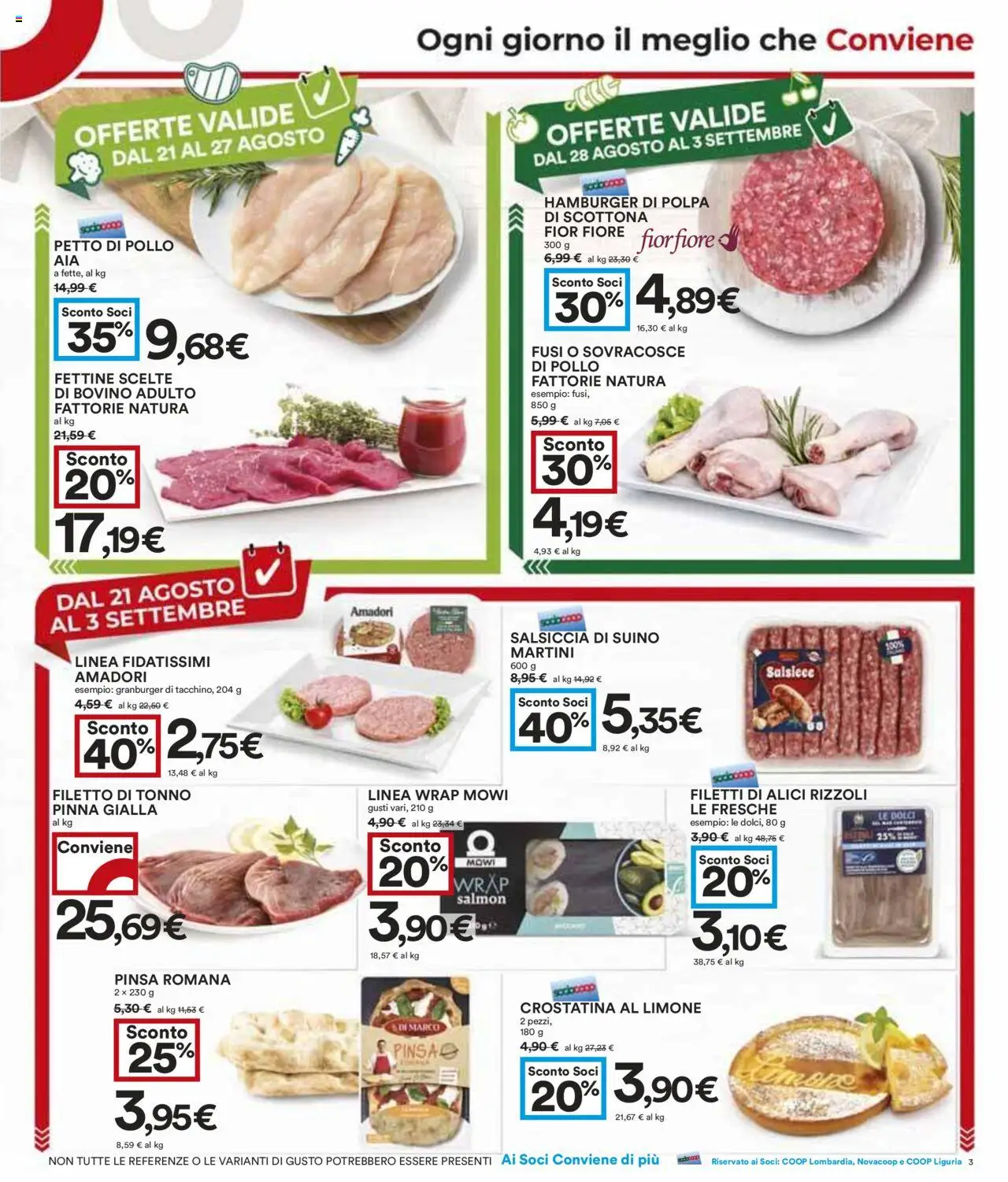 Volantino COOP del 21.08.2025 | Pagina: 3 | Prodotti: Pollo, Suino, Salsiccia, Alici