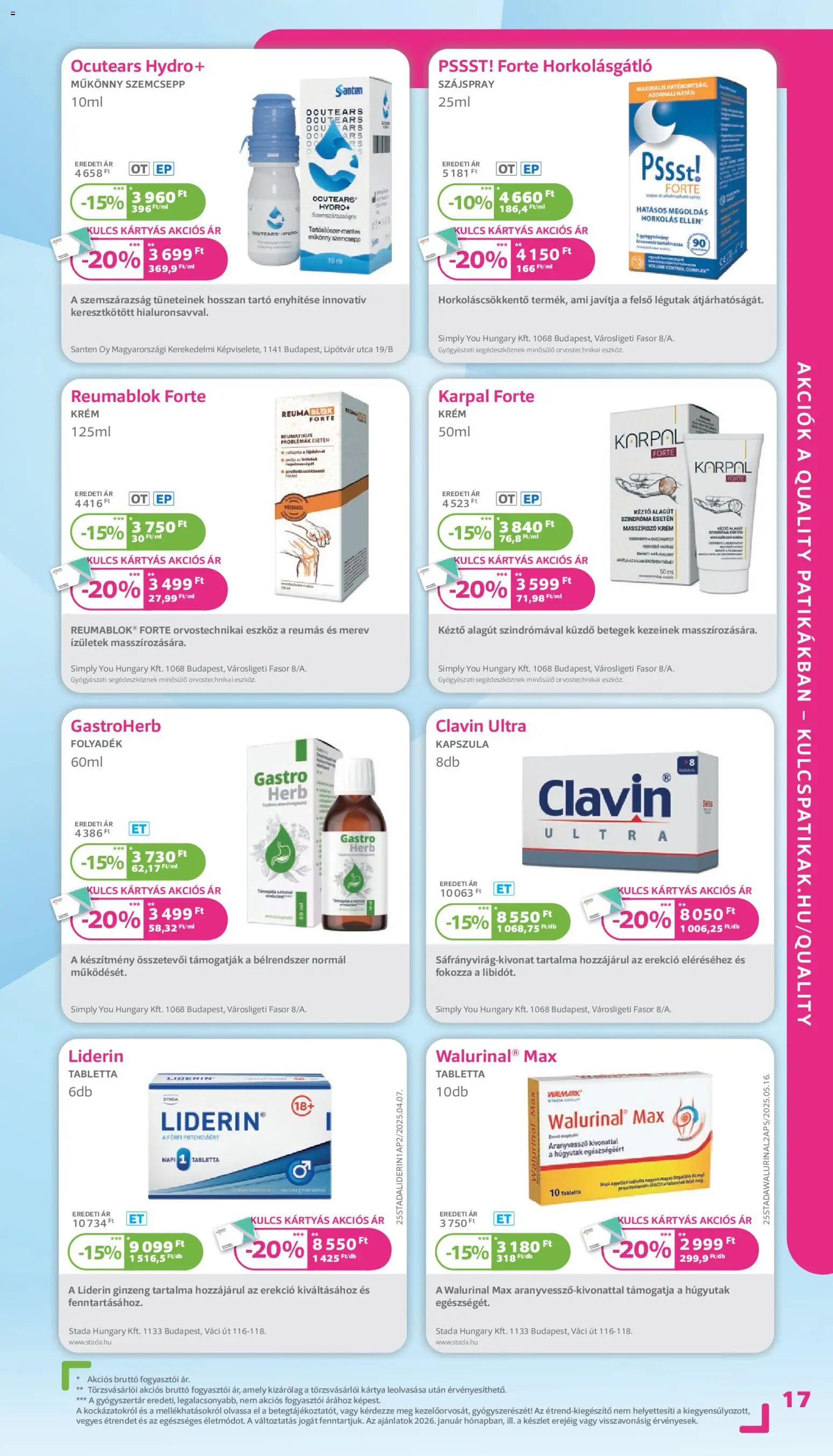 Kulcs Patika akciós ujság - amely érvényes a következő dátumtól: 01.01.2026 | Oldal: 17