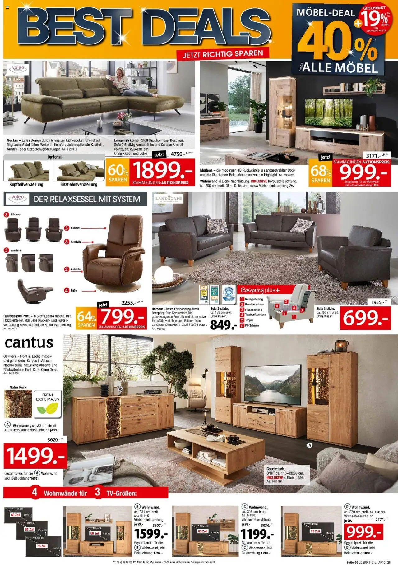 Zurbrüggen Best Deals – gültig ab 20.09.2025 | Seite: 9 | Produkte: Relaxsessel, Wohnwand, Kissen, Sofa
