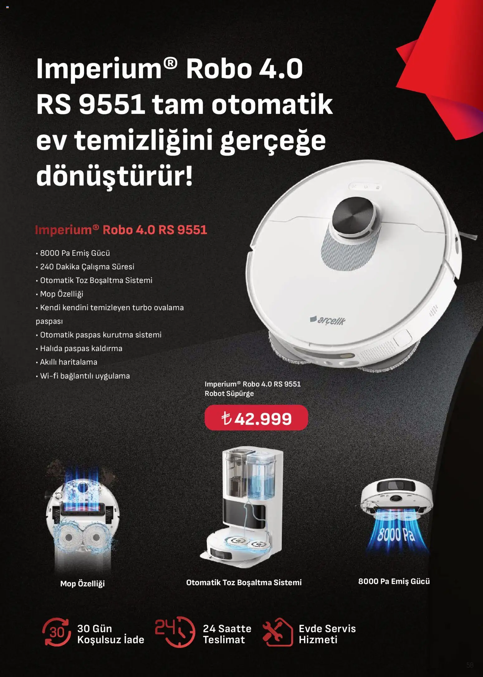 Arçelik Katalog - 01.01.2026 tarihinden itibaren geçerlidir | Sayfa: 58 | Ürünler: Robot, Paspas, Robot süpürge