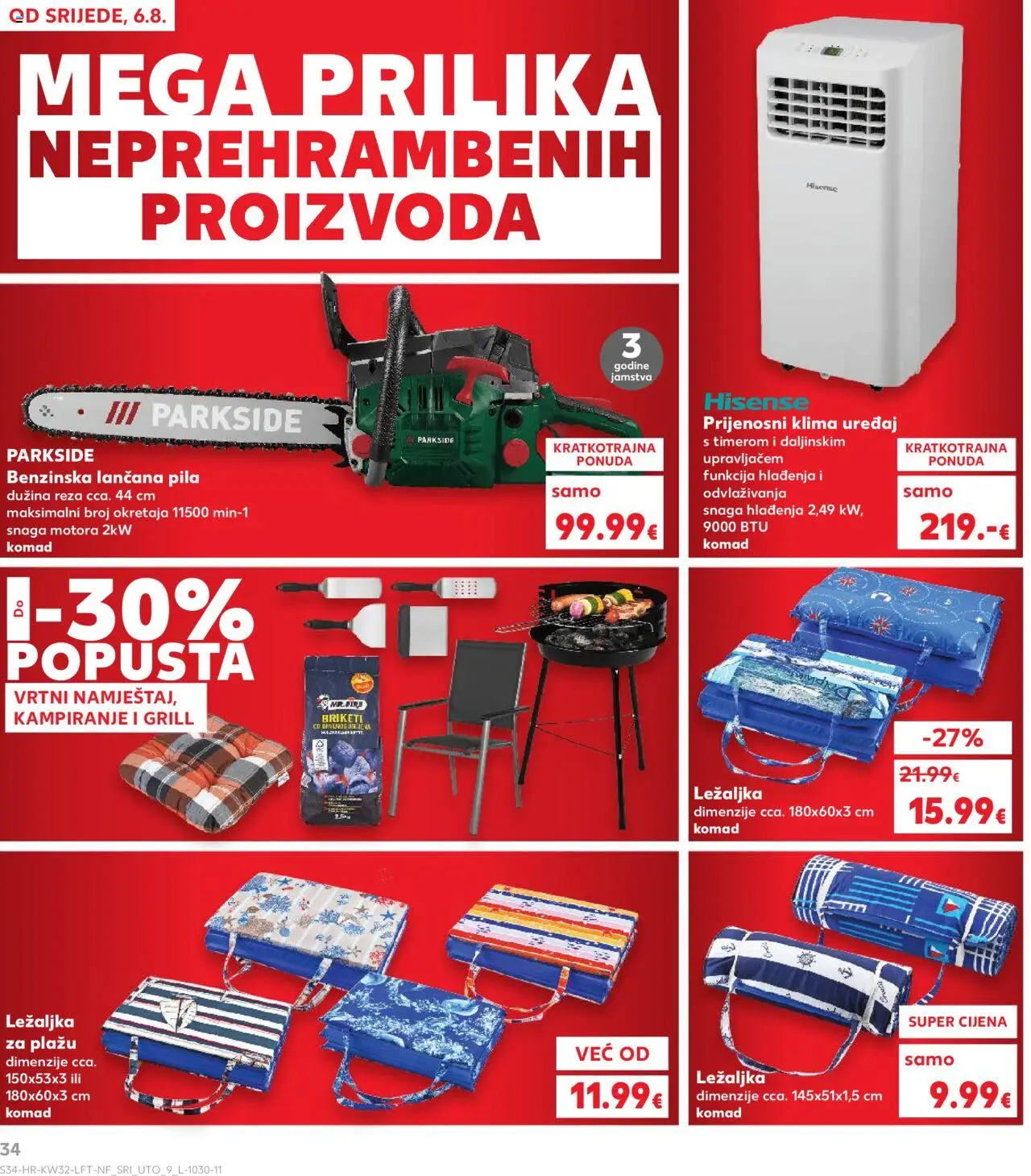 Kaufland katalog | vrijedi od 06.08.2025 | Stranica: 34 | Proizvodi: Ležaljka, Klima, Pila, Ležaljka za plažu
