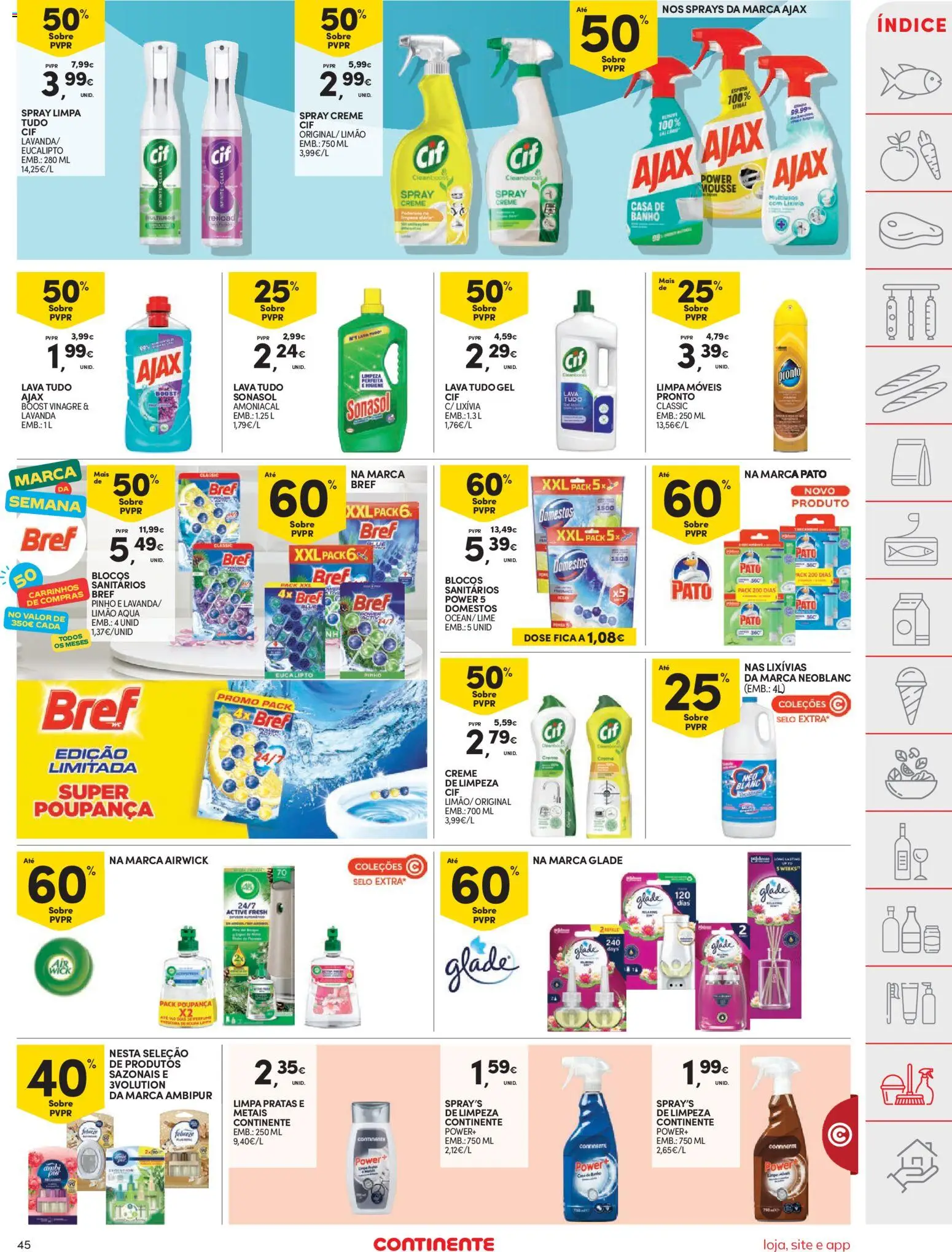 Continente folheto │ válido de 17.02.2026 | Página: 45 | Produtos: Vinagre, Limpa móveis, Banho, Creme