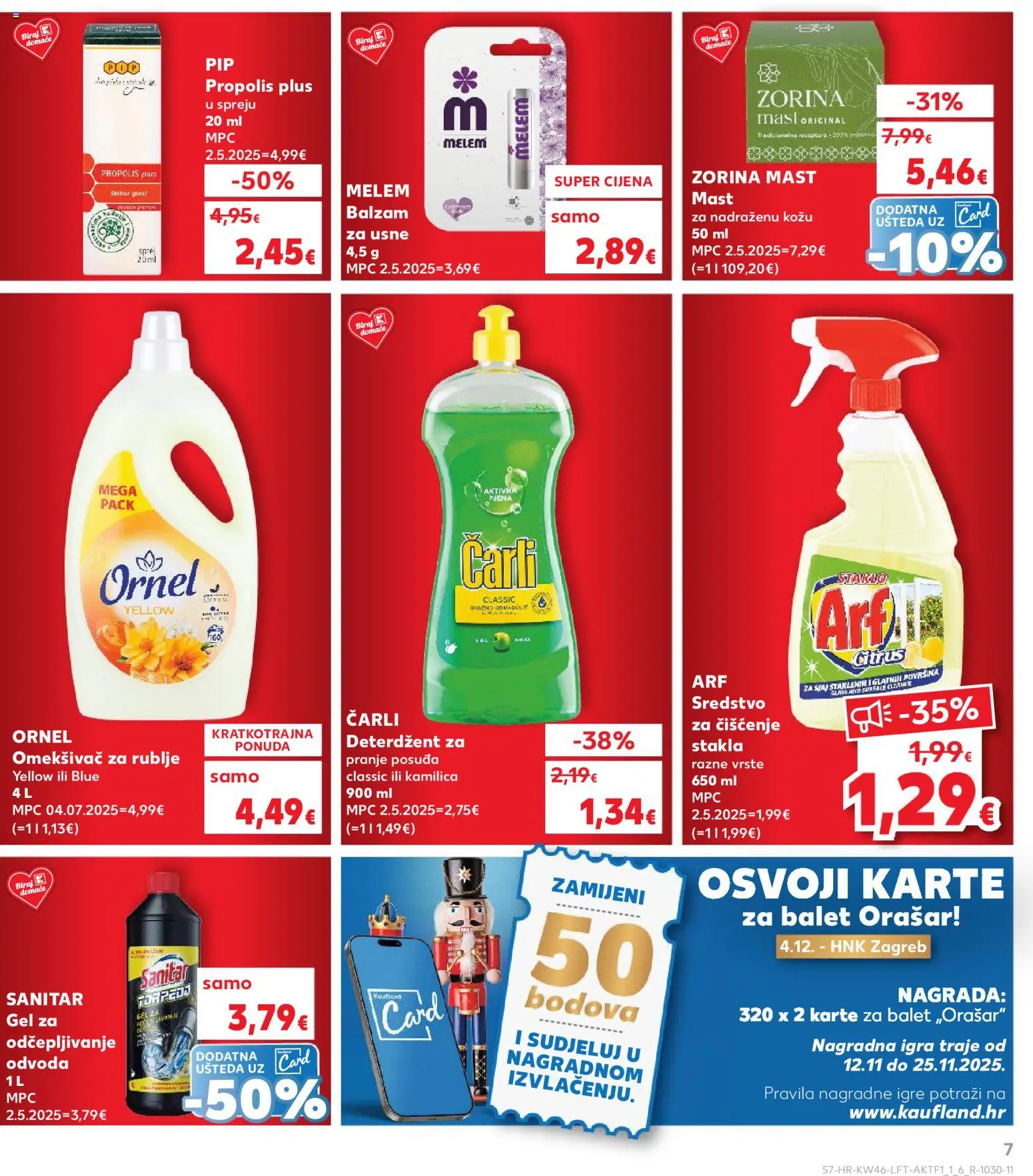 Kaufland katalog | vrijedi od 12.11.2025 | Stranica: 7 | Proizvodi: Omekšivač, Deterdžent za pranje posuđa, Melem, Arf