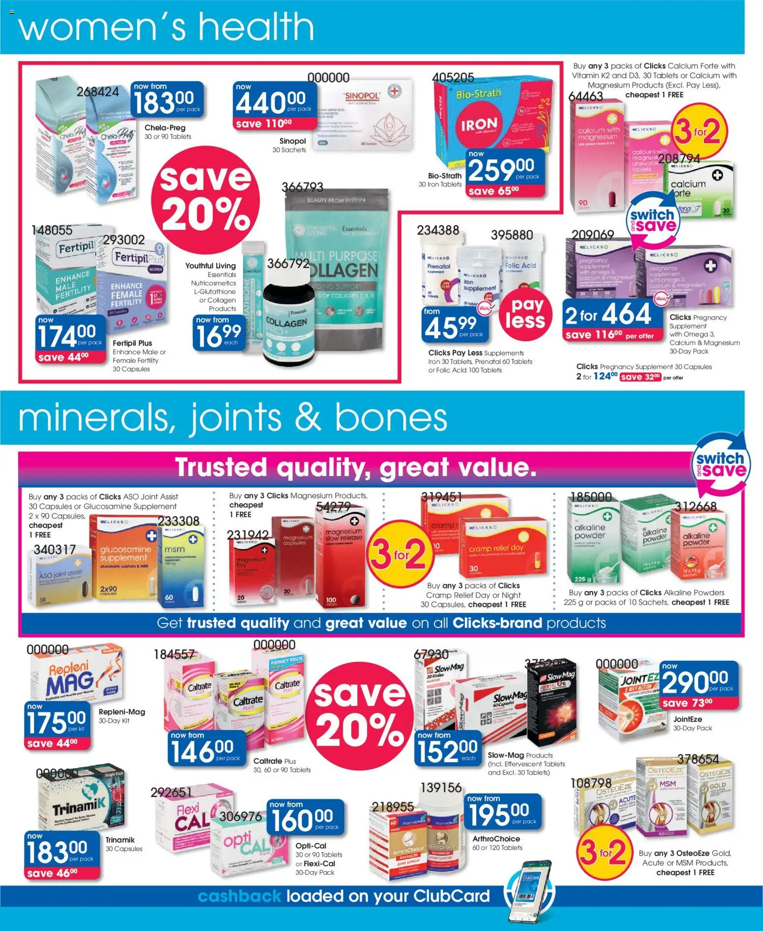 New Clicks catalogue – valid from 25.03.2026 | Page: 38 | Products: Iron, Powder, Switch, Supplements