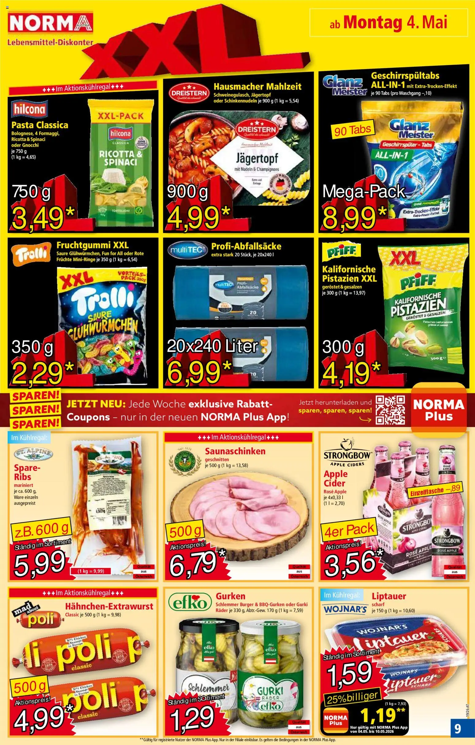 Norma Flugblatt gültig ab 04.05.2026 | Seite: 9 | Produkte: Pasta, Gurken, Geschirrspüler, Nudeln