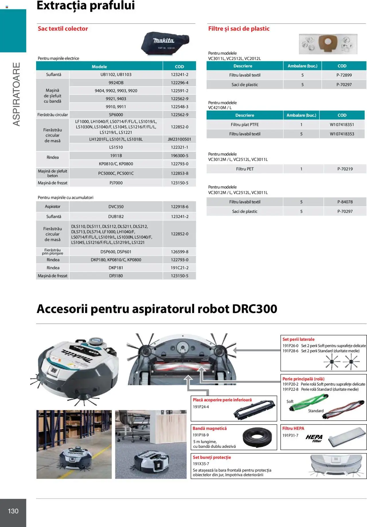 Noul catalog Makita – valabil de la 08.01.2025 | Pagină: 130 | Produse: Suflantă, Aspirator, Masă, Perie
