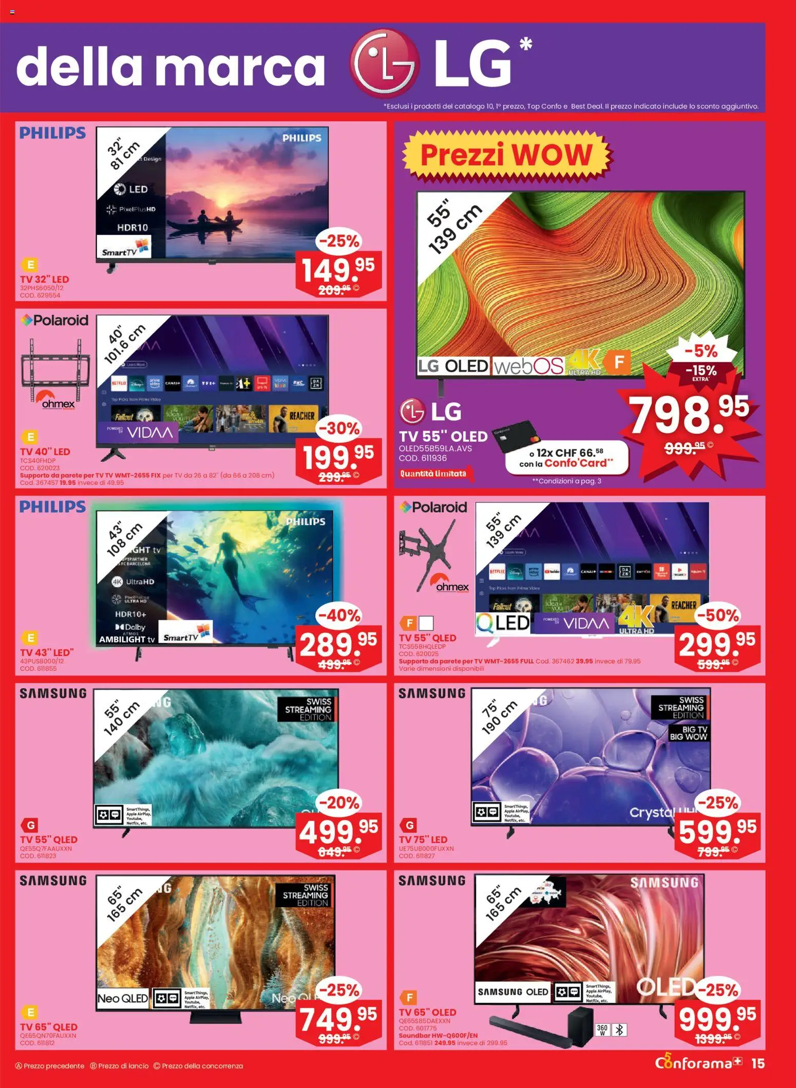 Conforama aktionen IT – gültig ab 11.03.2026 | Seite: 15 | Produkte: Soundbar, TV, Samsung, LG