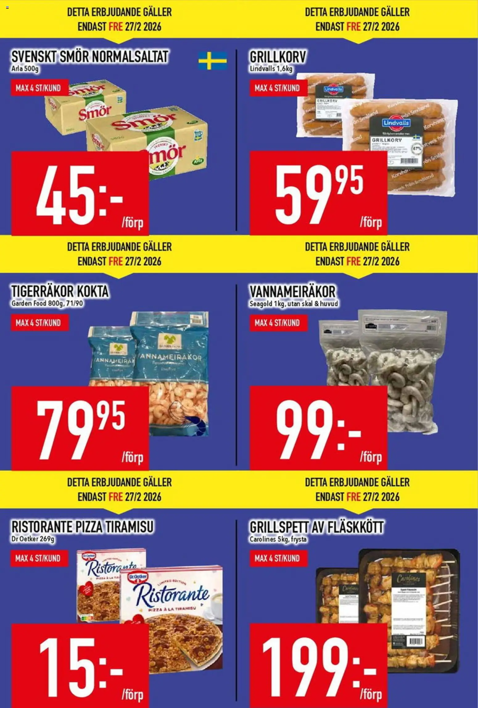 Matdax reklamblad aktuell från 23.02.2026 | Sida: 5 | Produkter: Grillspett, Galler, Smör, Pizza