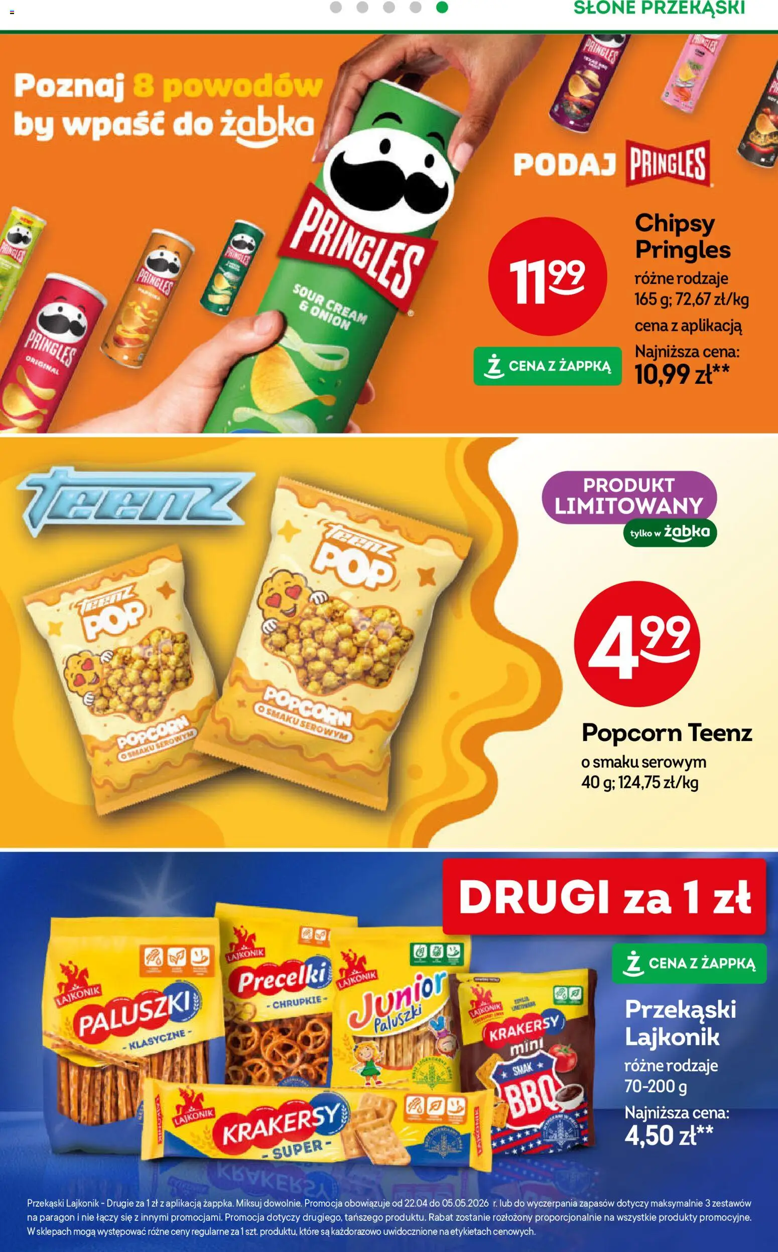 Żabka gazetka od 22.04.2026 | Strona: 30 | Produkty: Chipsy, Chipsy pringles, Paluszki, Popcorn