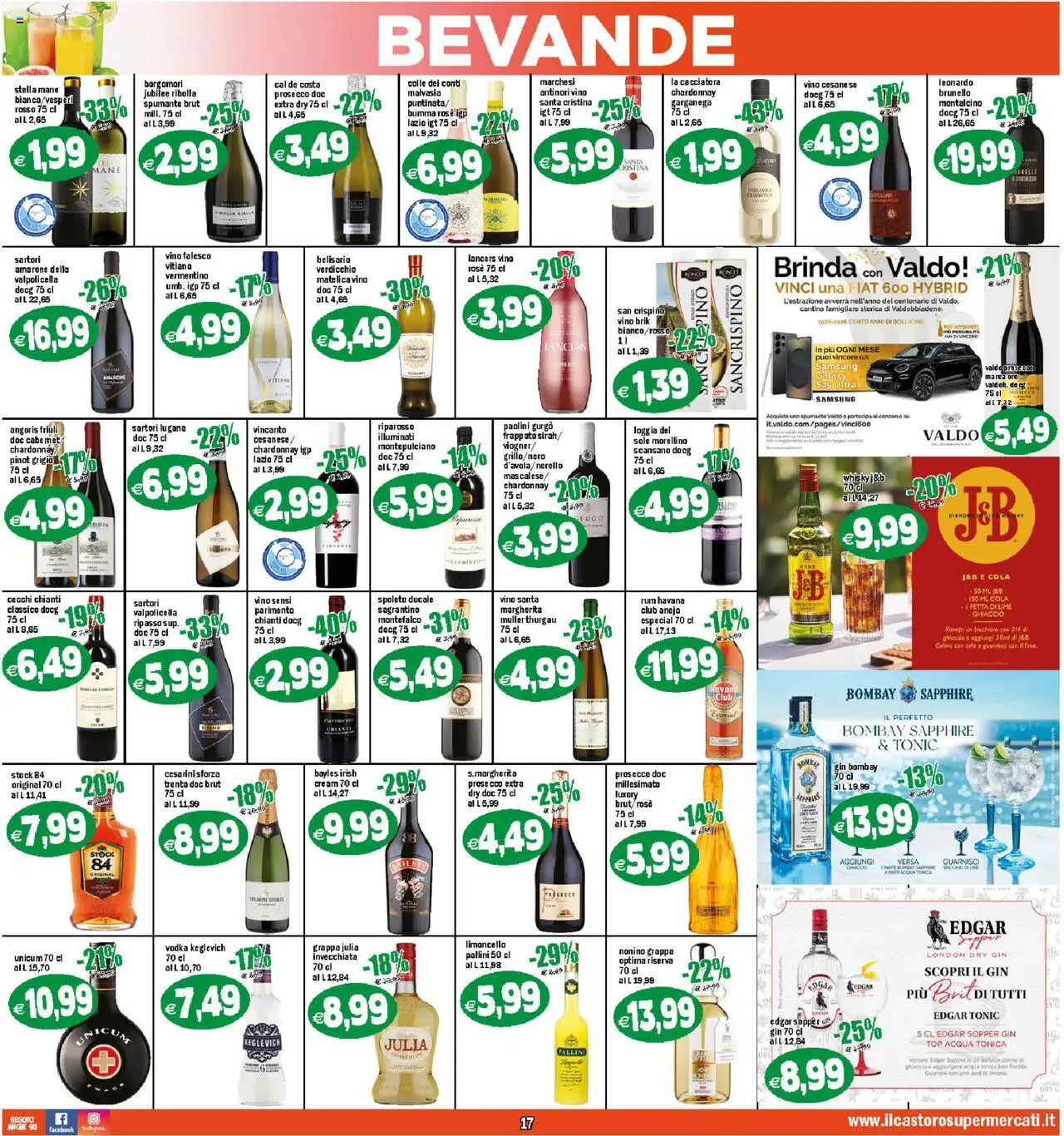 Volantino Il Castoro del 17.10.2025 | Pagina: 17 | Prodotti: Gin, Top, Vino, Lime