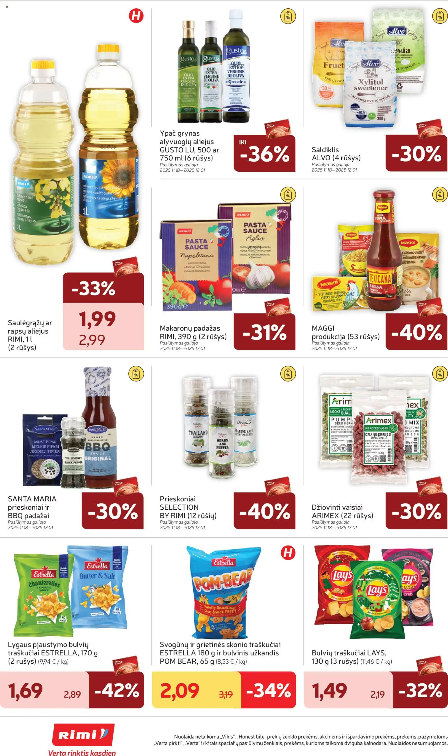Rimi akcijos nuo 18.11.2025 | Puslapis: 28 | Prekių: Vištienos, Prieskoniai, Padažas, Traškučiai