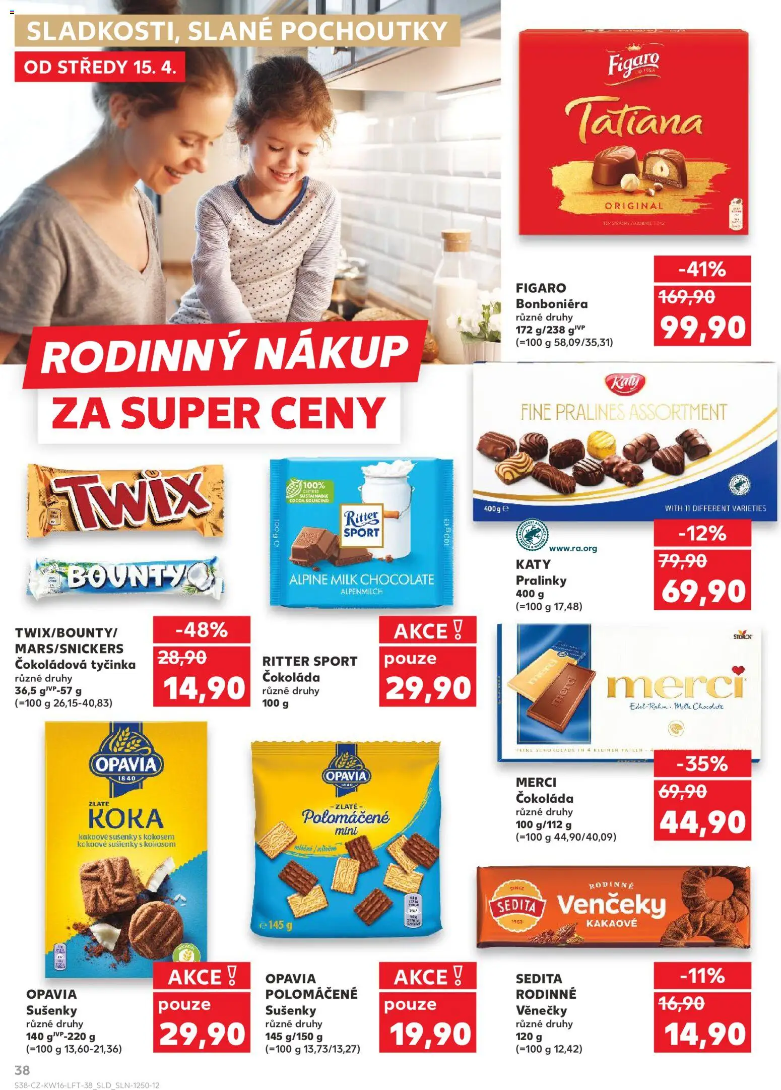Kaufland leták - Plzeň Bory od 15.04.2026 | Strana: 38 | Produkty: Twix, Bonboniéra, Merci, Milk chocolate