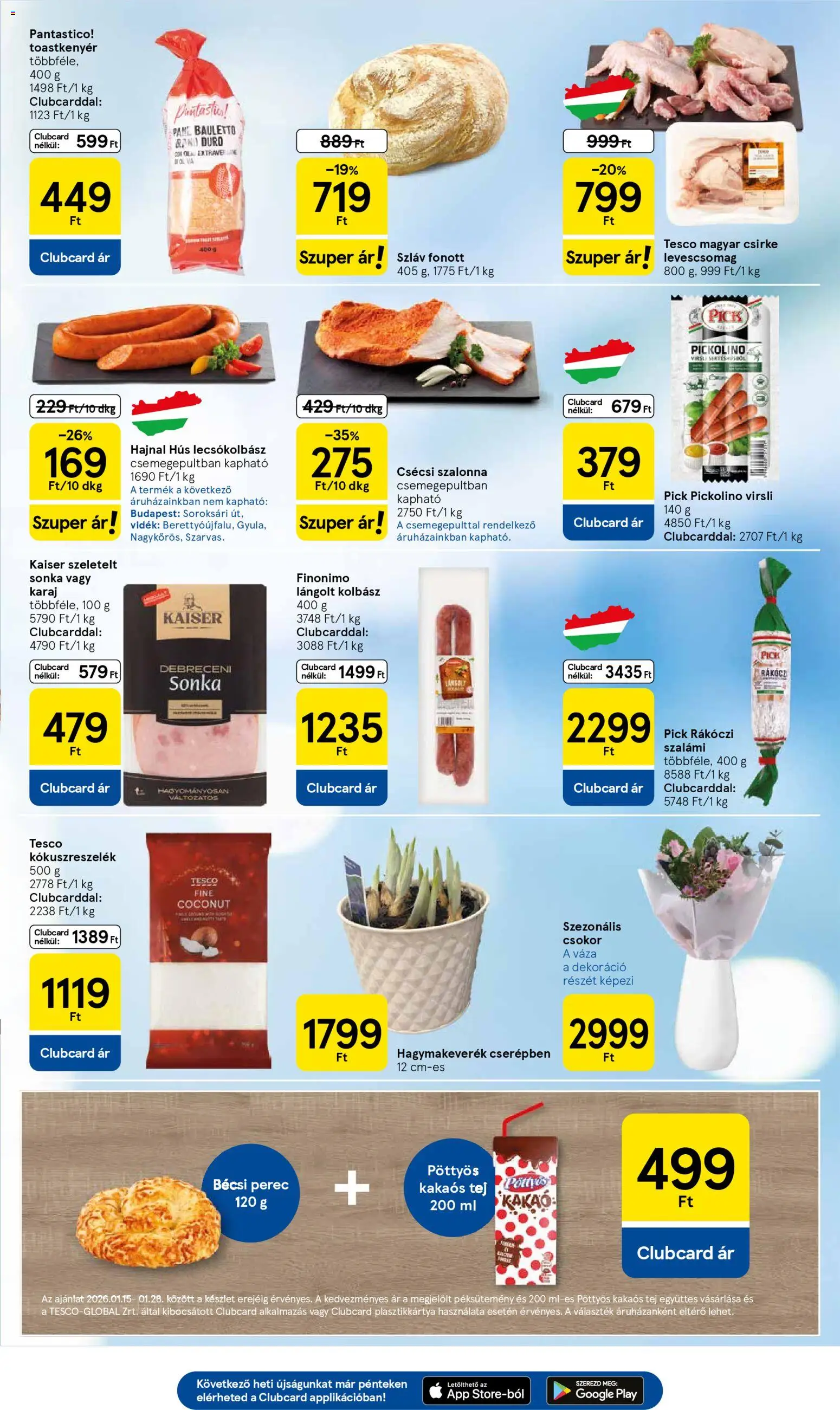 Tesco akciós ujság - amely érvényes a következő dátumtól: 22.01.2026 | Oldal: 3 | Termékek: Debreceni, Karaj, Szalámi, Lecsókolbász