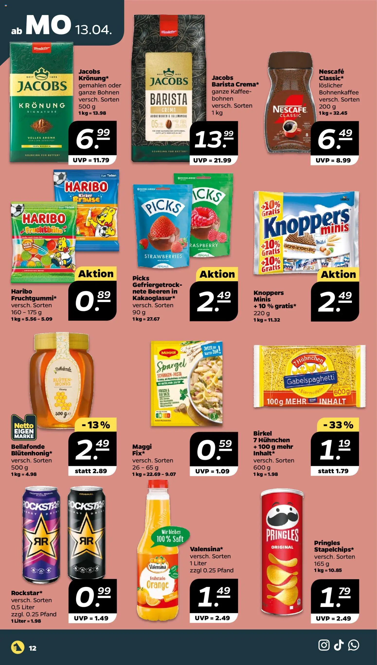 Netto Prospekt 	 – gültig ab 13.04.2026 | Seite: 12 | Produkte: Milch, Rockstar, Valensina, Pringles