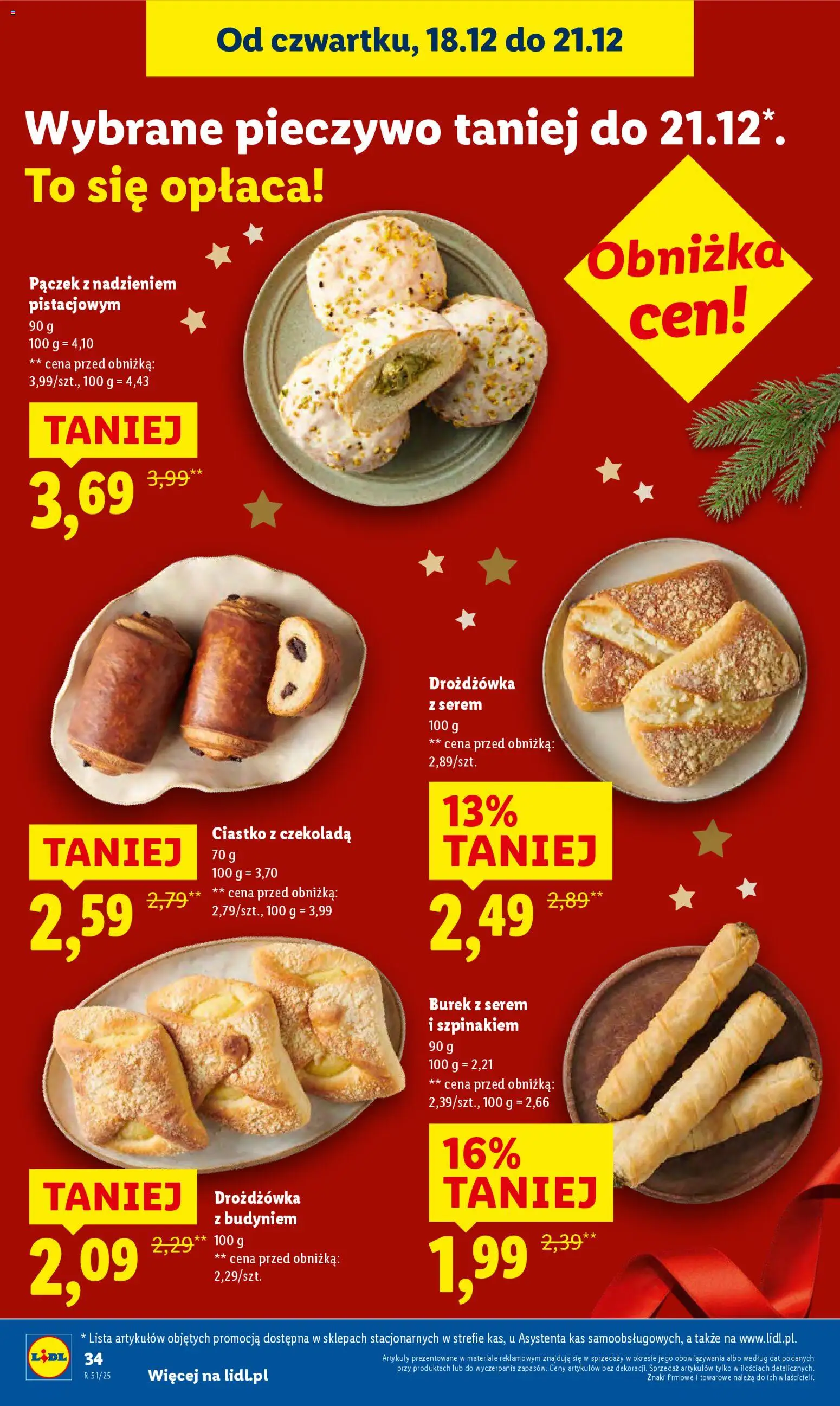 Lidl Gazetka od 18.12.2025 | Strona: 36 | Produkty: Pieczywo, Drożdżówka z budyniem, Czekolada