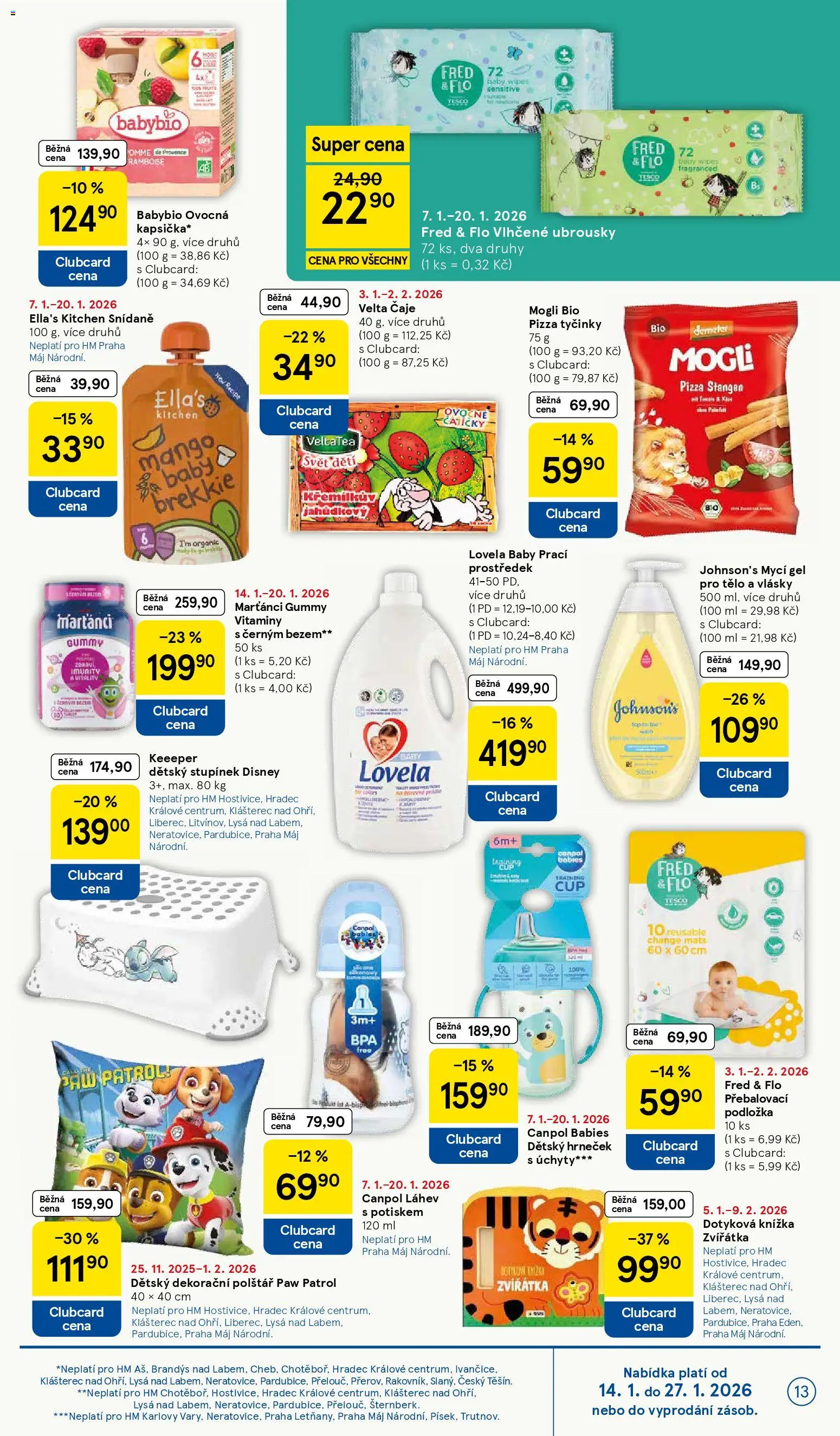Tesco leták - Hypermarket od 14.01.2026 | Strana: 13 | Produkty: Vlhčené ubrousky, Mycí gel, Vitamíny, Láhev