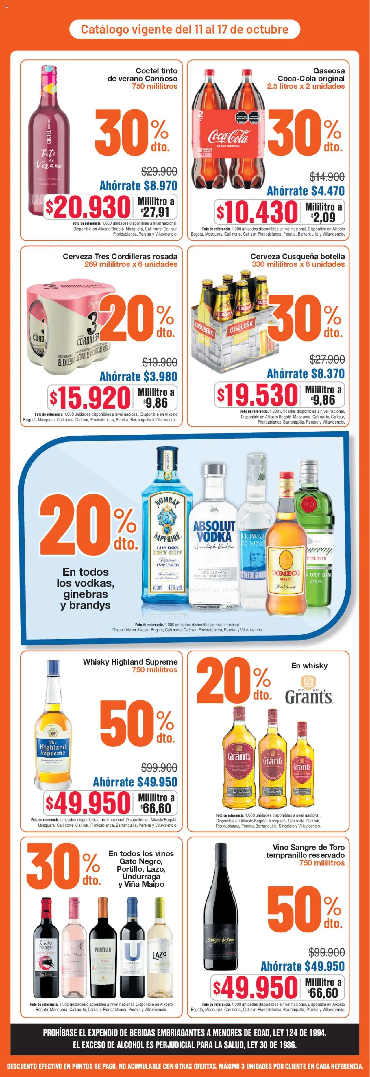 Alkosto folleto │ válido desde el 11.10.2025 | Página: 5 | Productos: Cerveza, Vodka, Μαύρο πιπέρι, Gaseosa