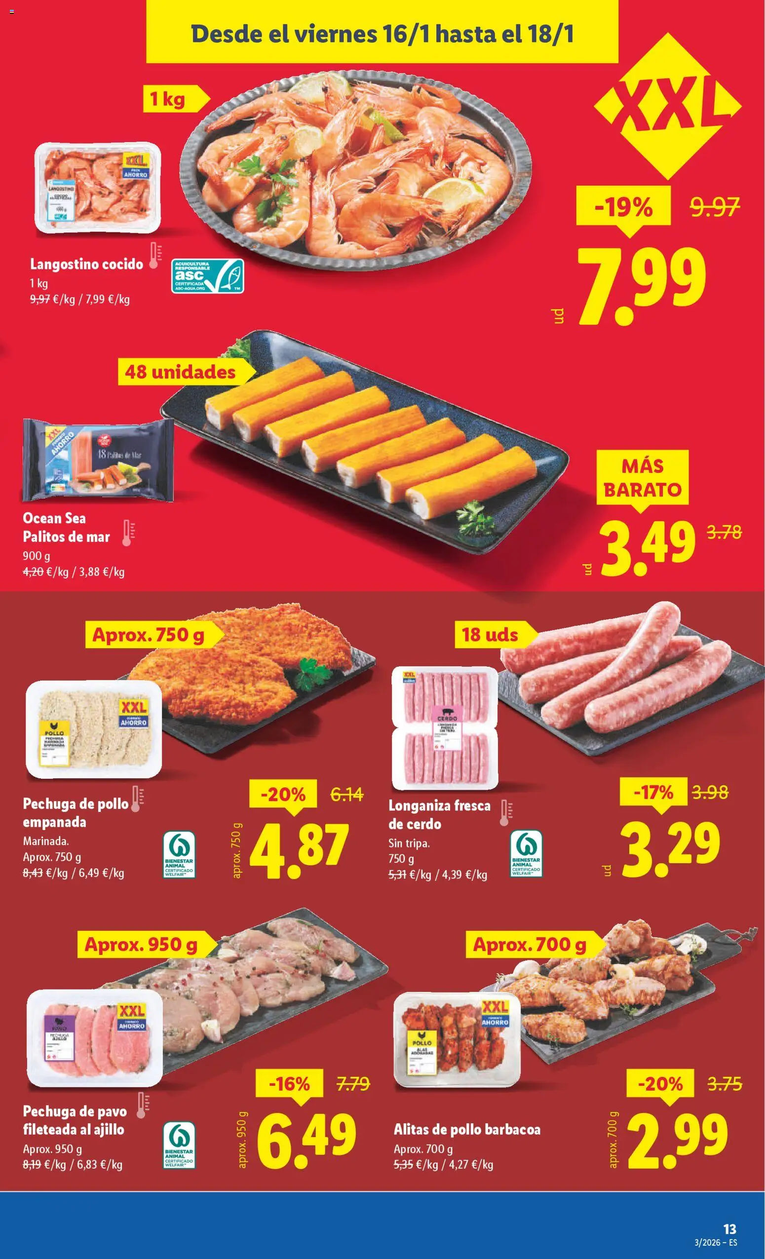 Lidl folleto │ válido desde el 12.01.2026 | Página: 19 | Productos: Cerdo, Longaniza, Pechuga de pollo empanada, Barbacoa