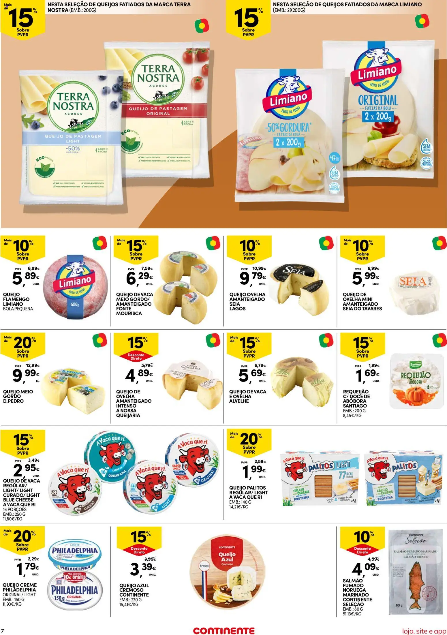 Continente Semanal Continente Bom Dia │ válido de 07.04.2026 | Página: 7 | Produtos: Queijo creme, Salmão, Queijo, Proteina