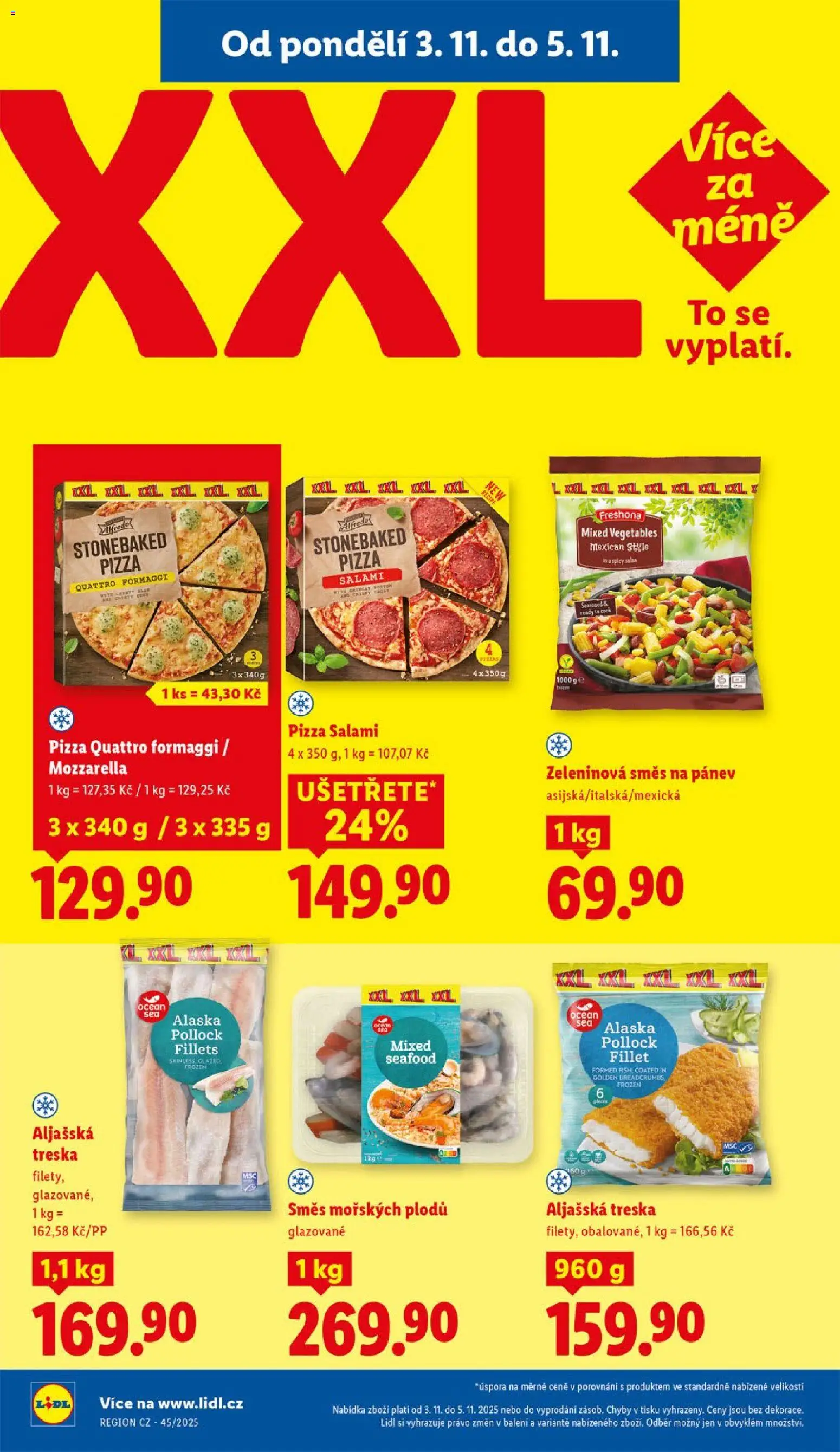 Lidl leták od 03.11.2025 | Strana: 10 | Produkty: Pizza Quattro Formaggi, Aljašská treska, Pizza, Treska