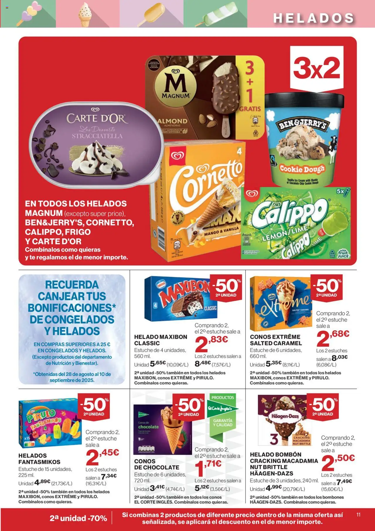 Supercor Canarias │ válido desde el 11.09.2025 | Página: 11 | Productos: Helado bombón, Chocolate, Té, Helado