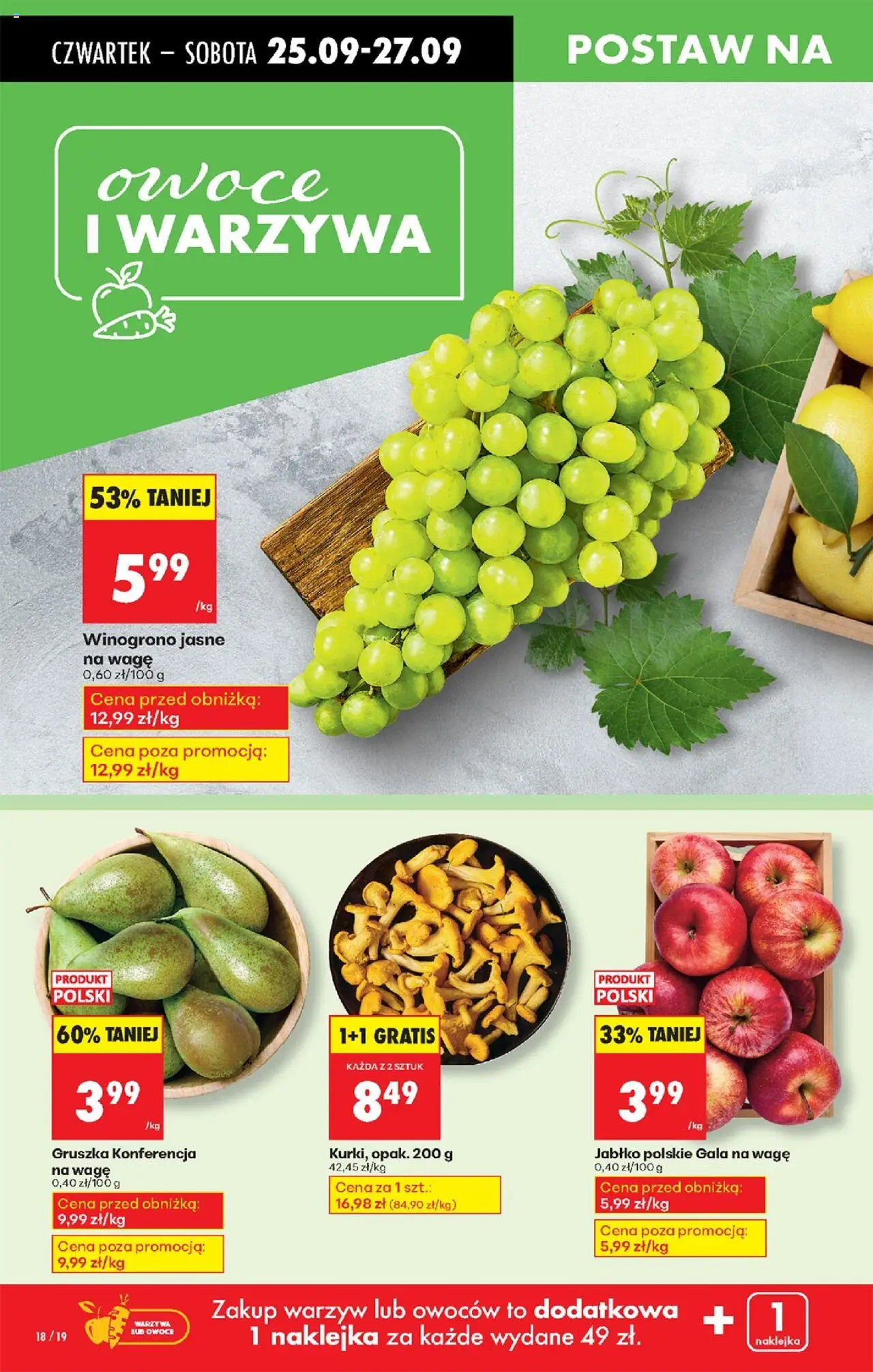 Biedronka gazetka - Oferta w tym tygodniu od 25.09.2025 | Strona: 18 | Produkty: Gruszka, Winogrono, Warzywa, Owoce
