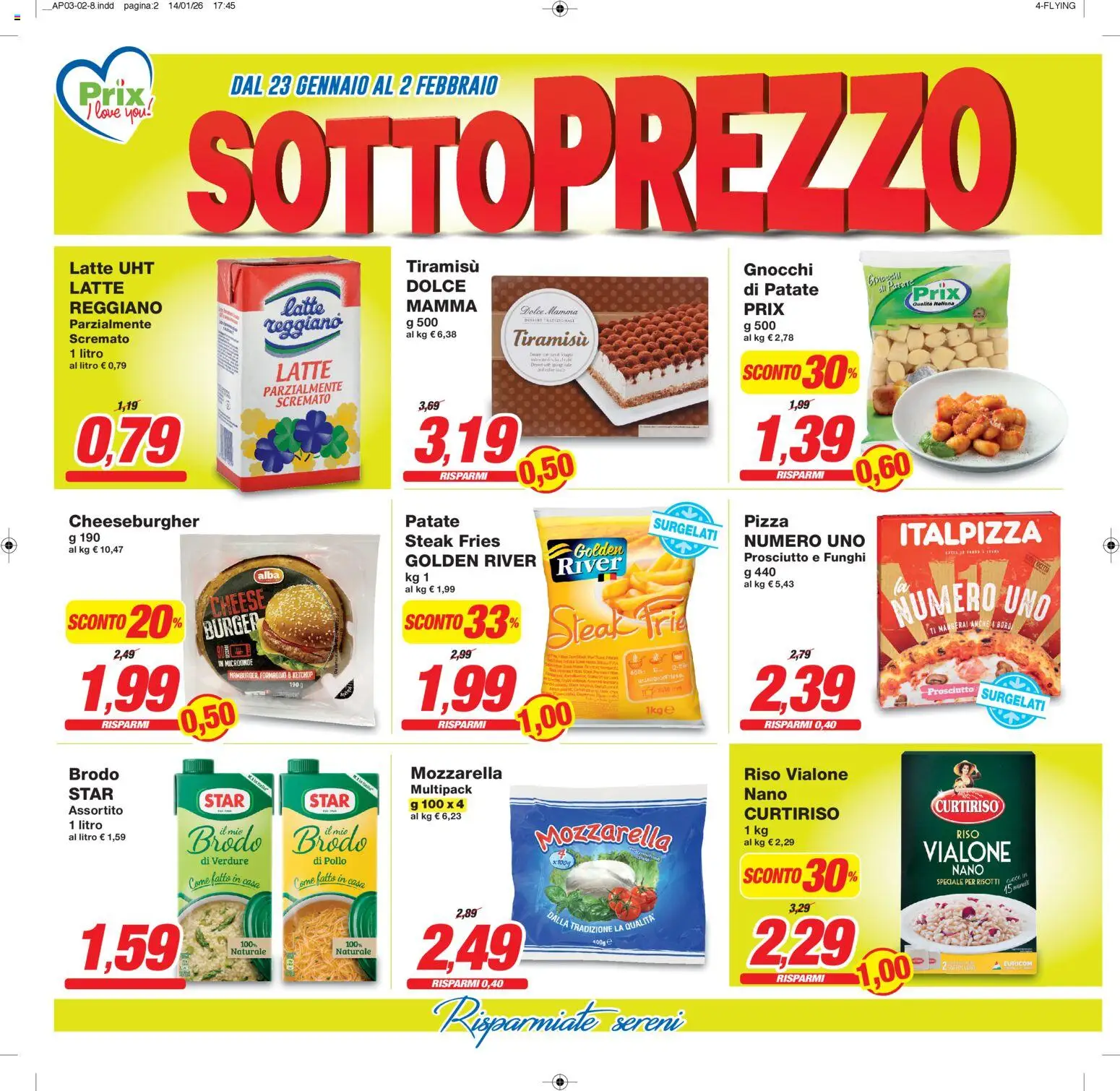 Volantino Prix del 23.01.2026 | Pagina: 2 | Prodotti: Pizza, Ketchup, Patate, Latte