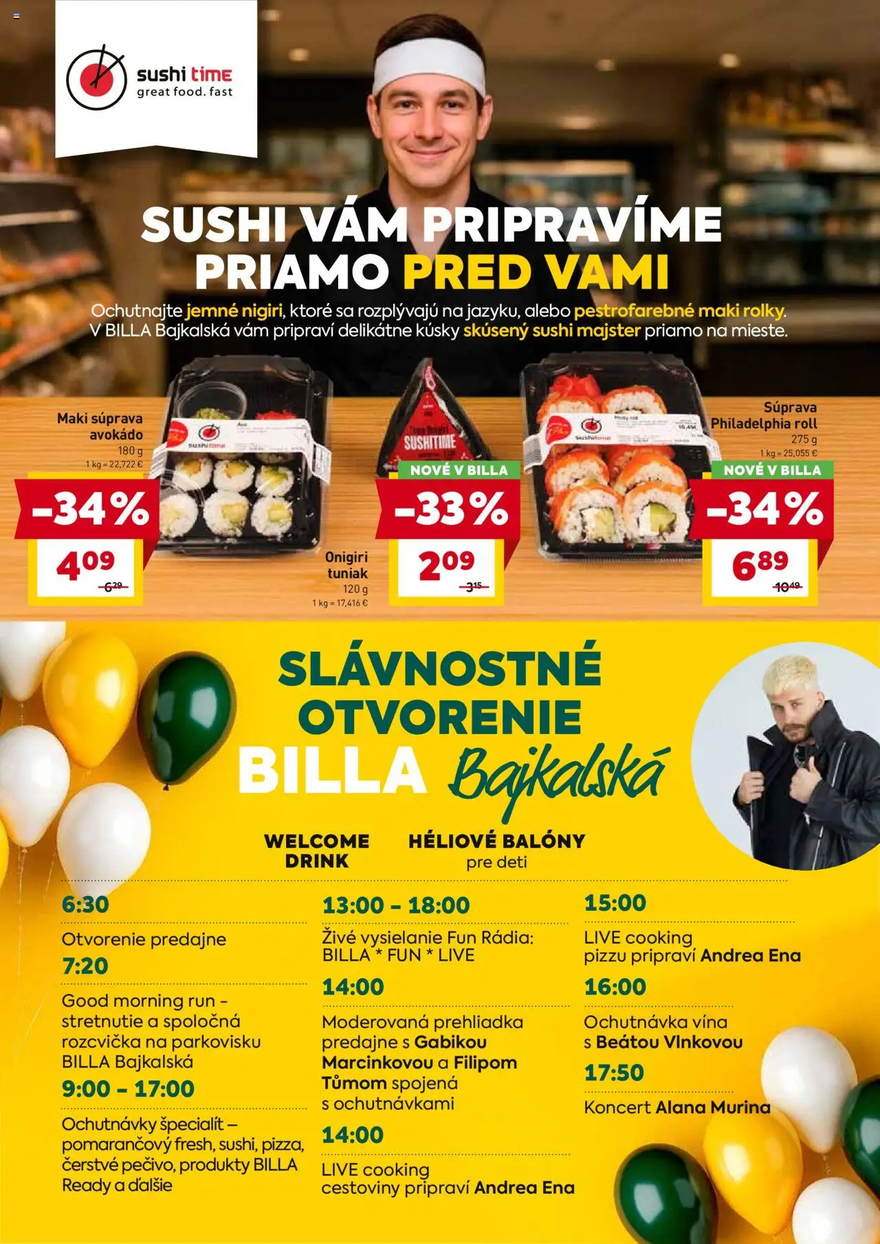 Billa Bajkalská │ platný od 27.08.2025 | Strana: 4 | Produkty: Tuniak, Cestoviny, Avokádo, Sushi