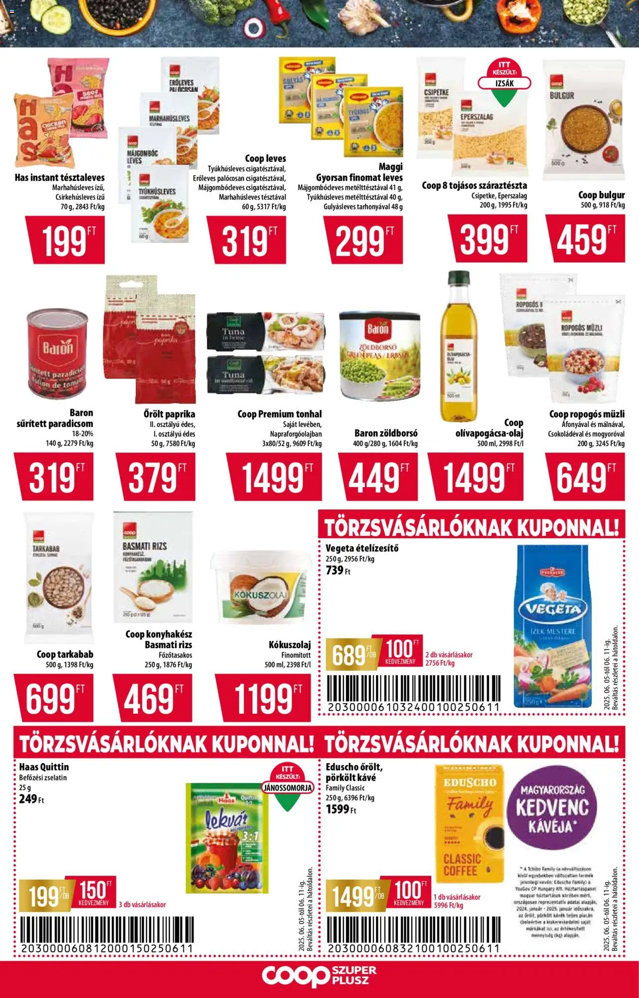 COOP akciós ujság - amely érvényes a következő dátumtól: 05.06.2025 | Oldal: 8 | Termékek: Sűrített paradicsom, Tonhal, Müzli, Rizs