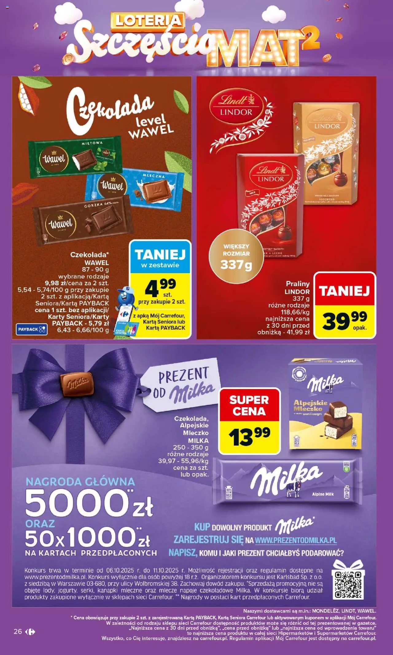 Carrefour Gazetka od 06.10.2025 | Strona: 26 | Produkty: Karta, Praliny, Napoje, Milka