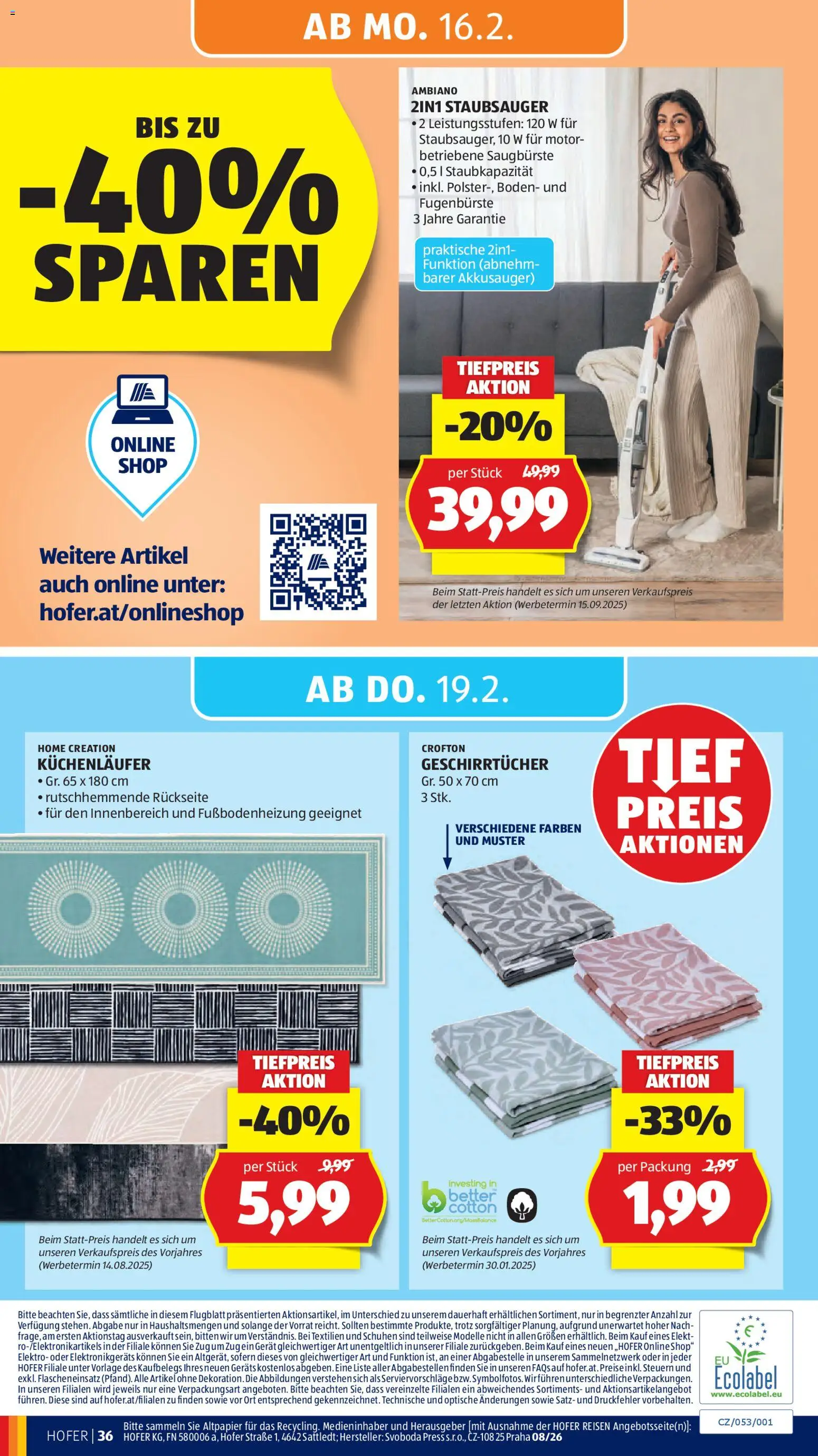 Hofer Flugblatt gültig ab 13.02.2026 | Seite: 40 | Produkte: Staubsauger
